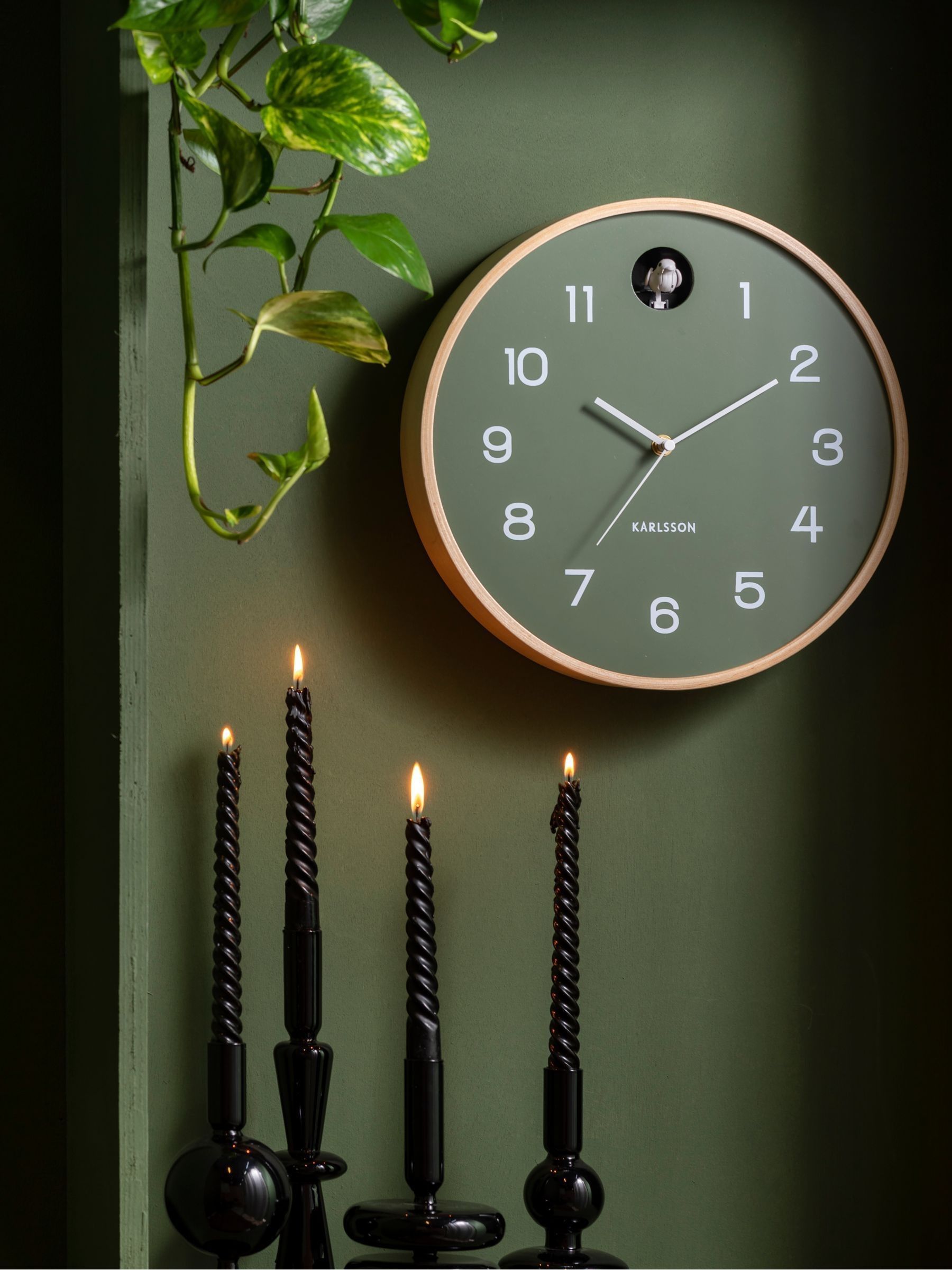 Karlsson Green Cuckoo Birch Wall Clock - Image 2 of 2