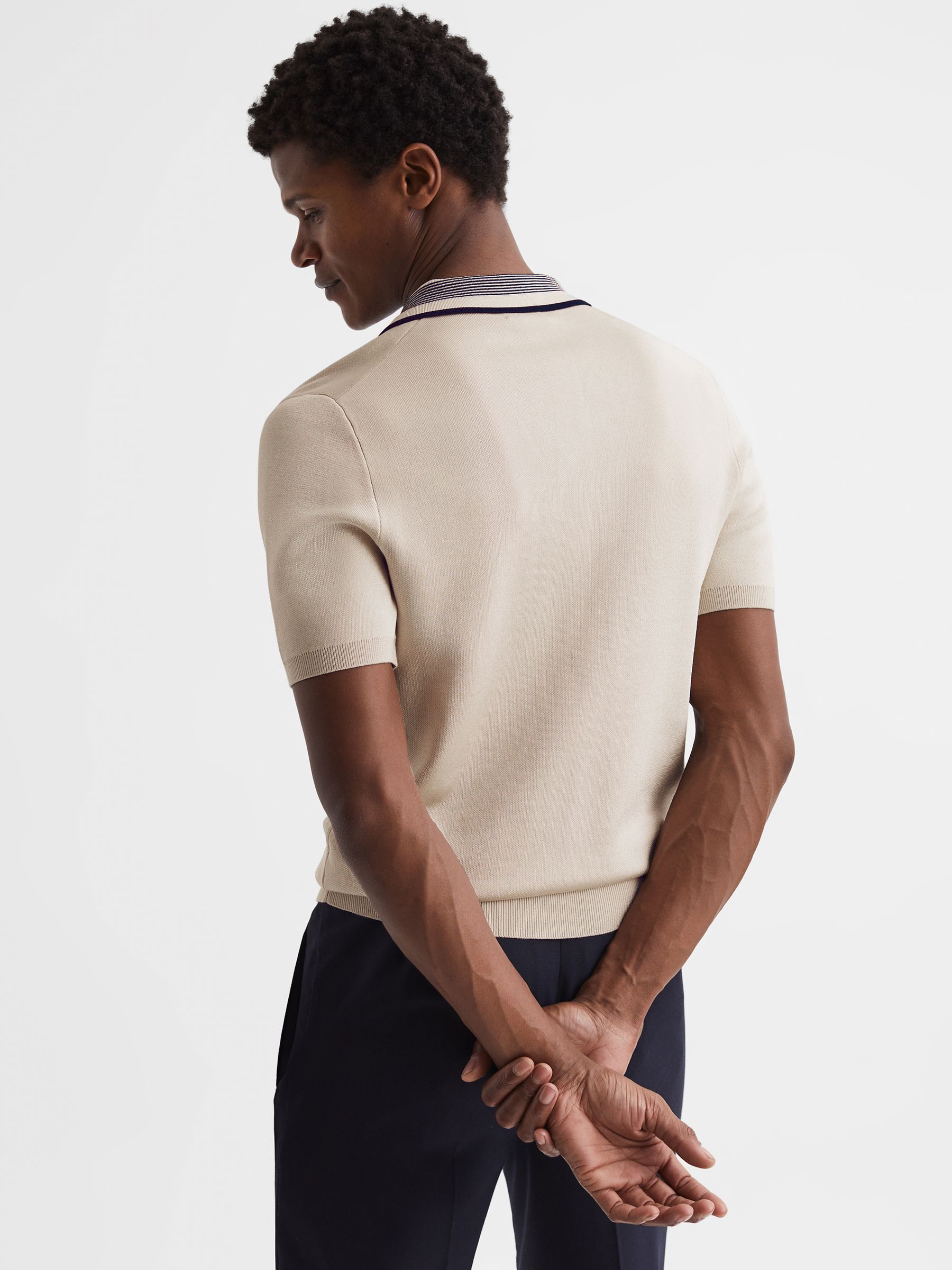 Striped Open Collar Shirt in Ecru - Image 5 of 6