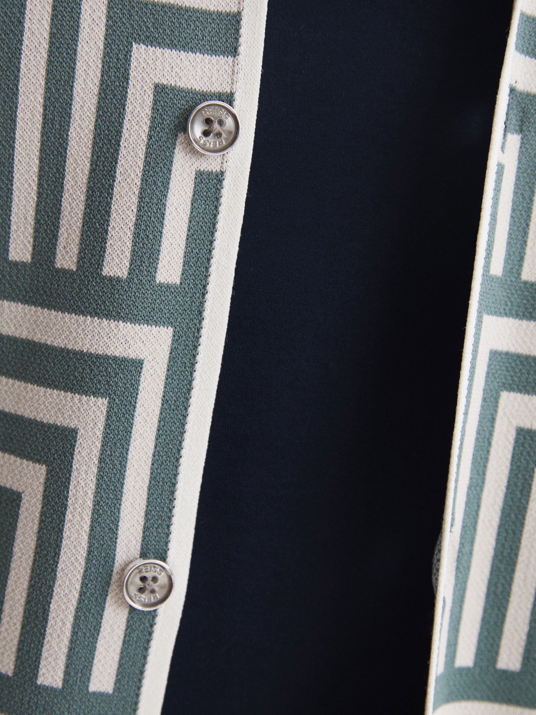 Abstract Printed Cuban Collar Shirt in Sage - Image 4 of 6