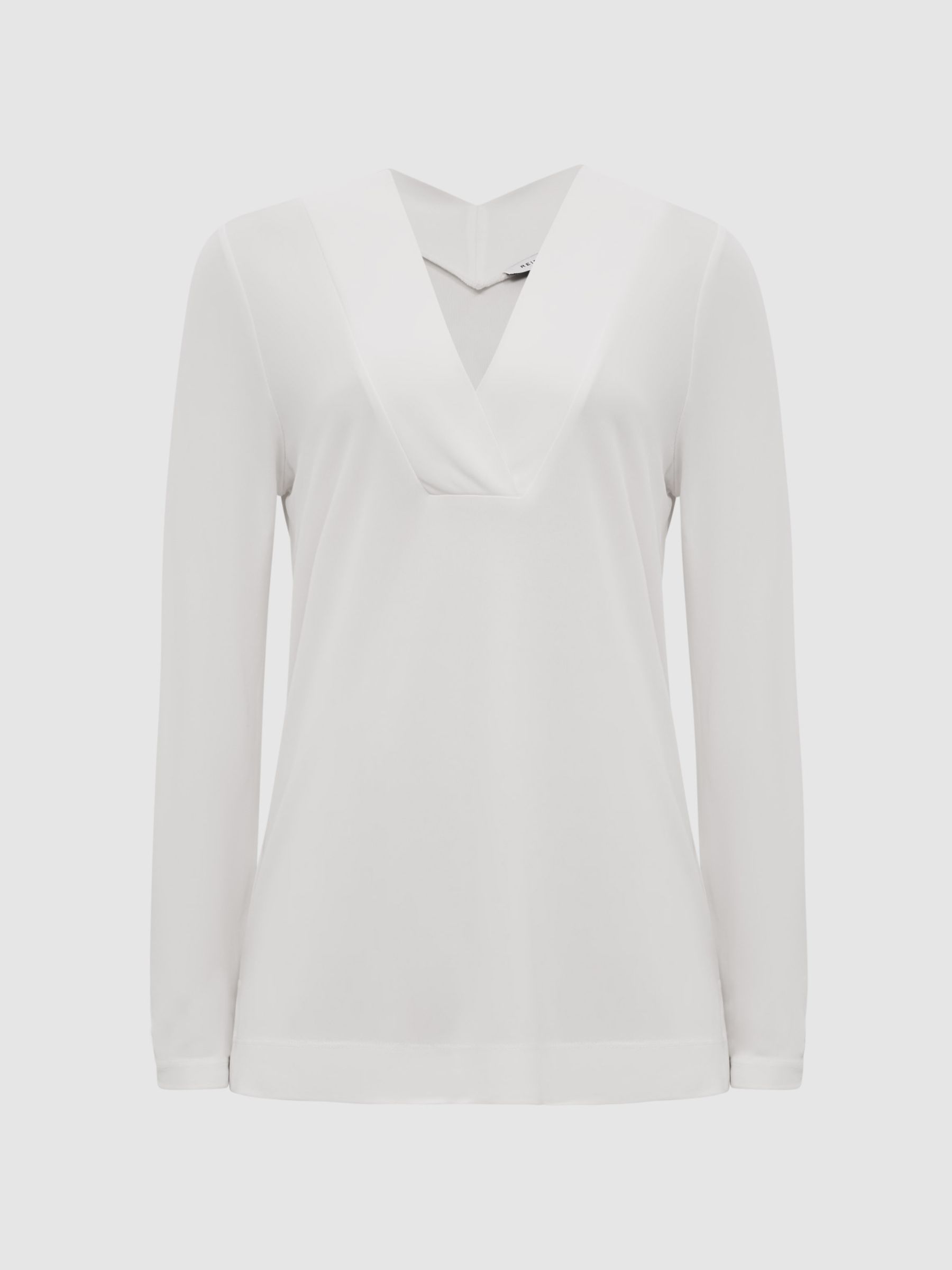 V-Neck Long Sleeve Top in Cream - Image 2 of 6