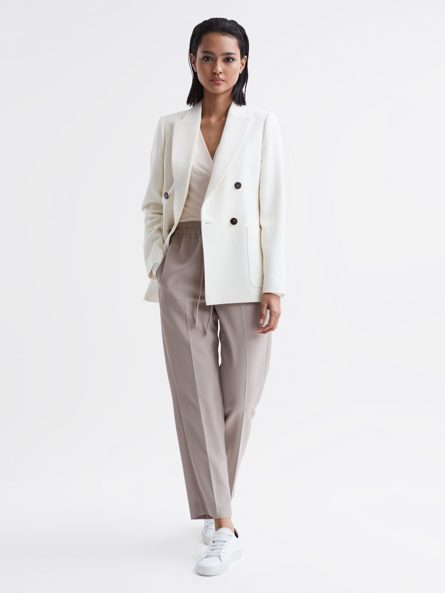 V-Neck Long Sleeve Top in Cream - Image 6 of 6