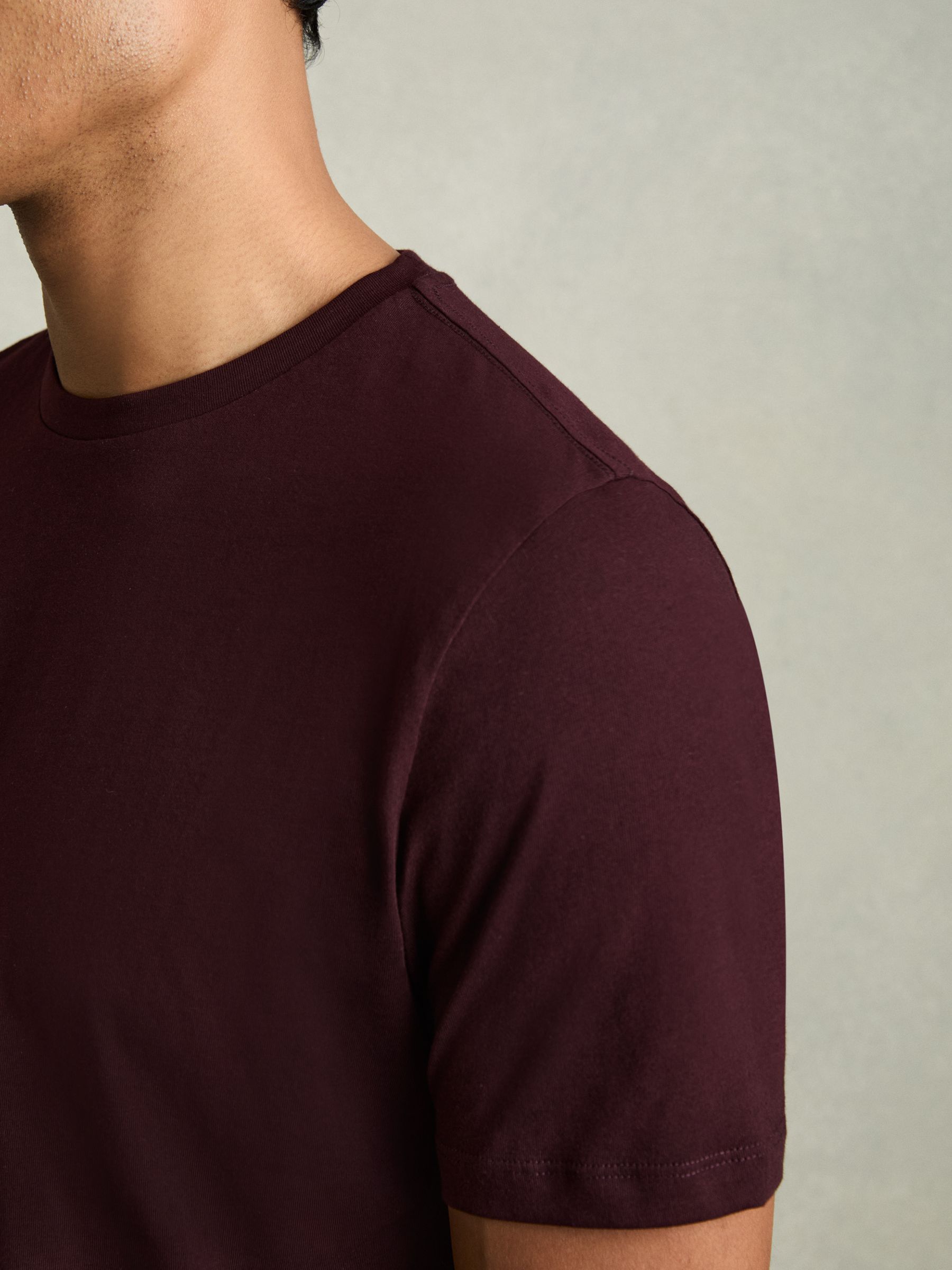 Crew Neck T-Shirt in Bordeaux - Image 3 of 8