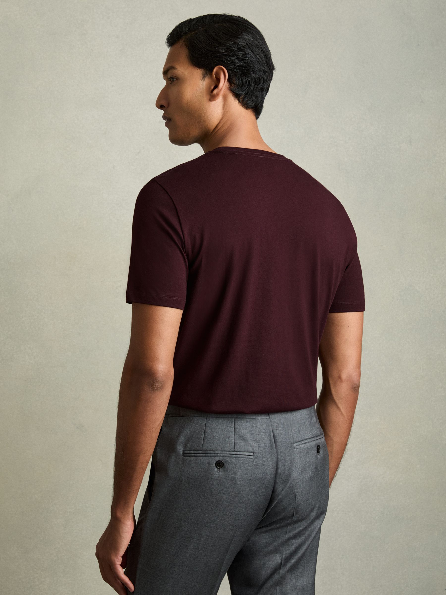 Crew Neck T-Shirt in Bordeaux - Image 4 of 8