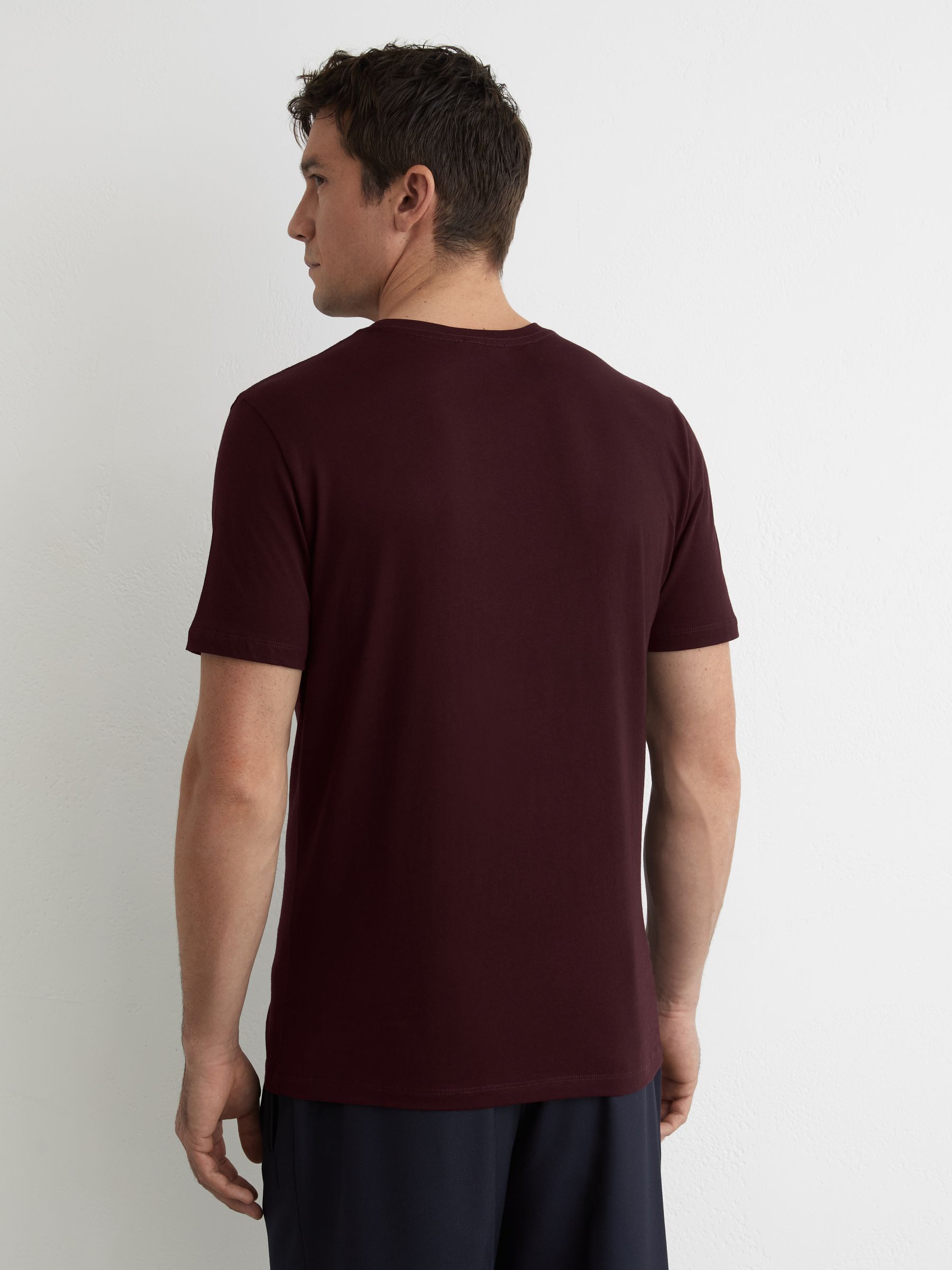 Cotton Crew-Neck Tailored-Fit T-Shirt in Bordeaux - image 5