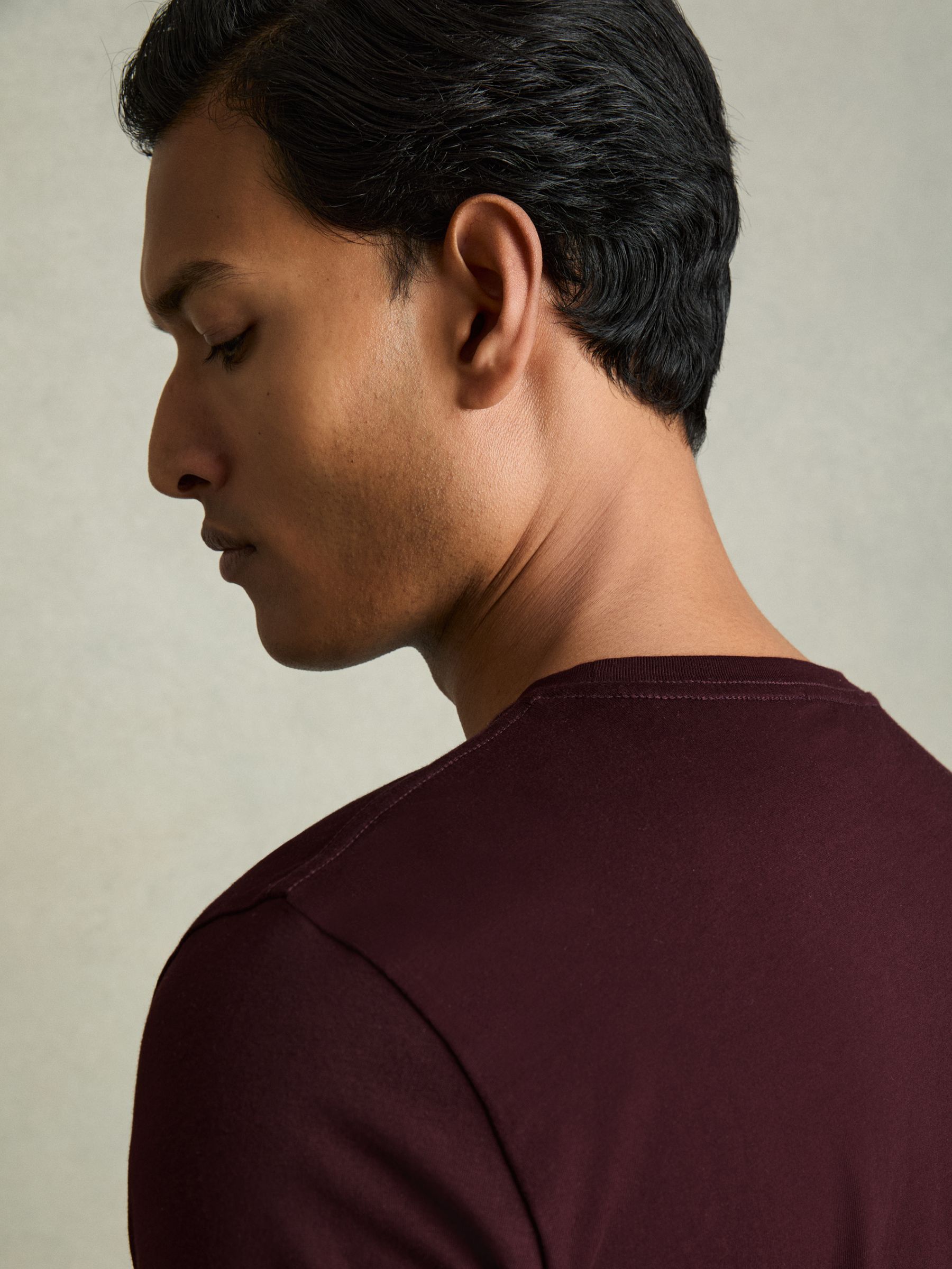 Crew Neck T-Shirt in Bordeaux - Image 5 of 8