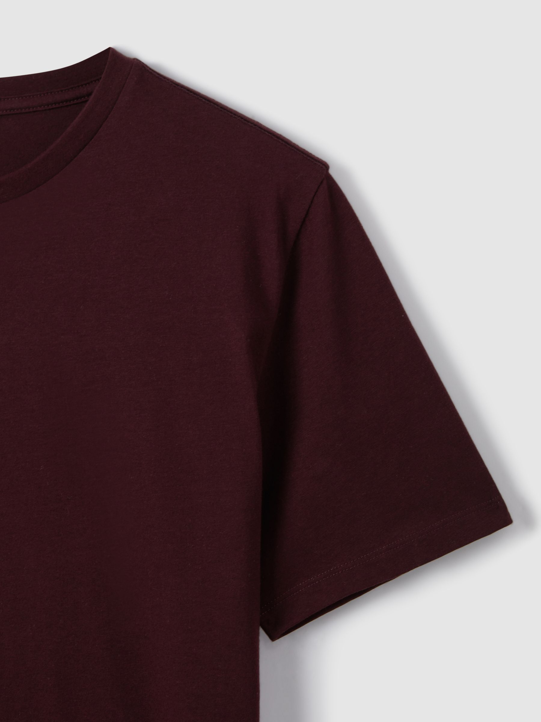 Crew Neck T-Shirt in Bordeaux - Image 8 of 8
