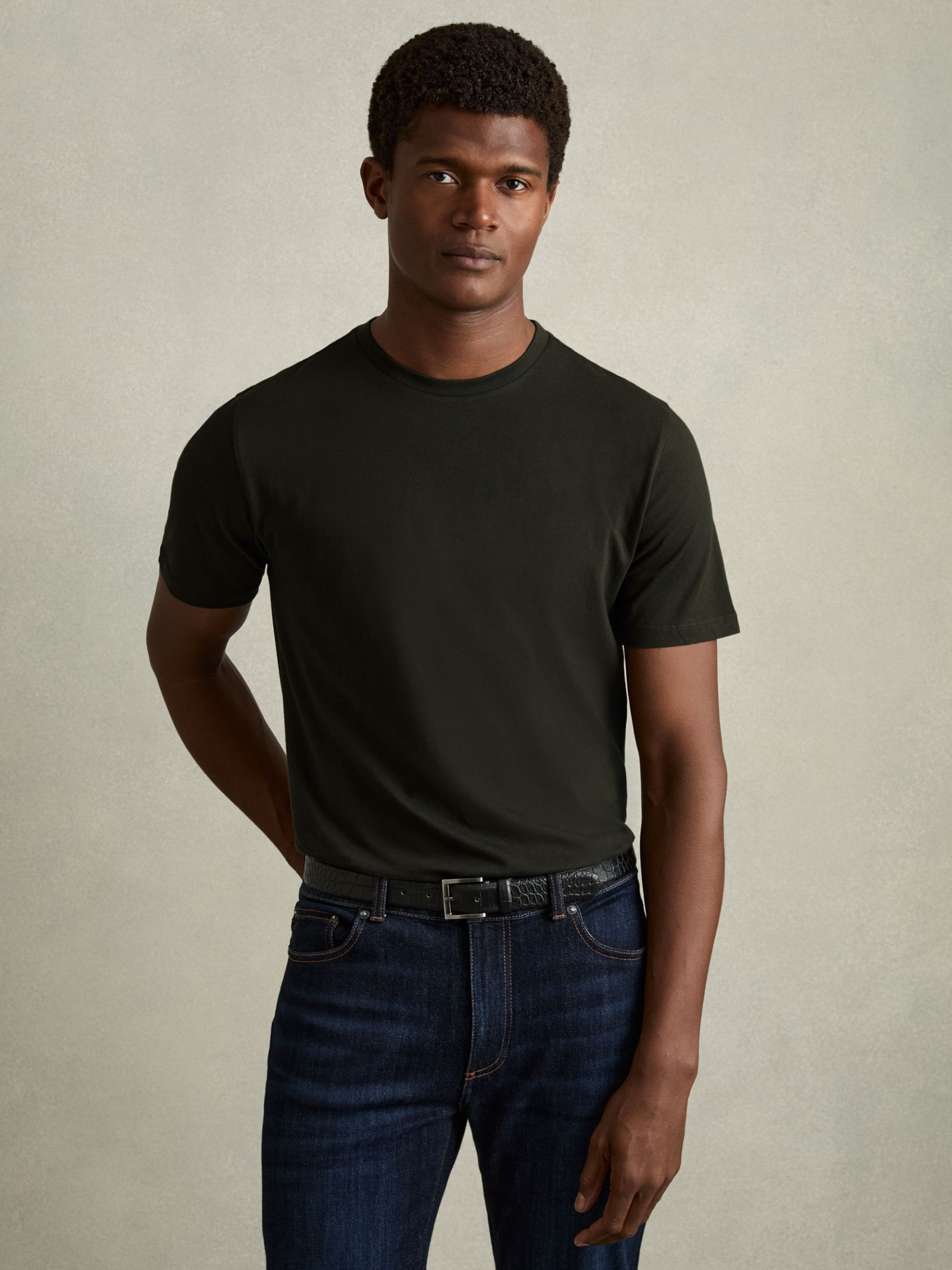 Crew Neck T-Shirt in Oxidised Green - Image 1 of 7