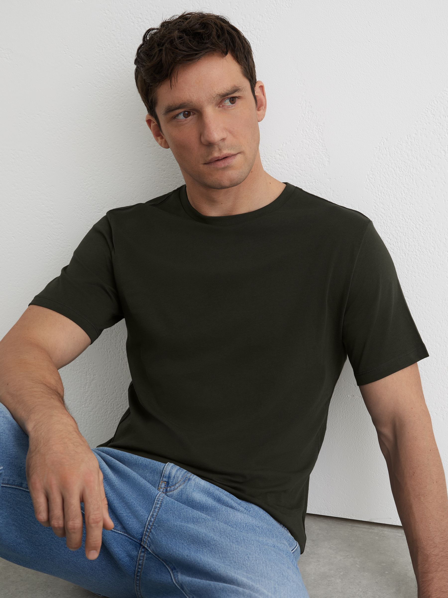 Cotton Crew-Neck Tailored-Fit T-Shirt in Oxidised Green - image 5