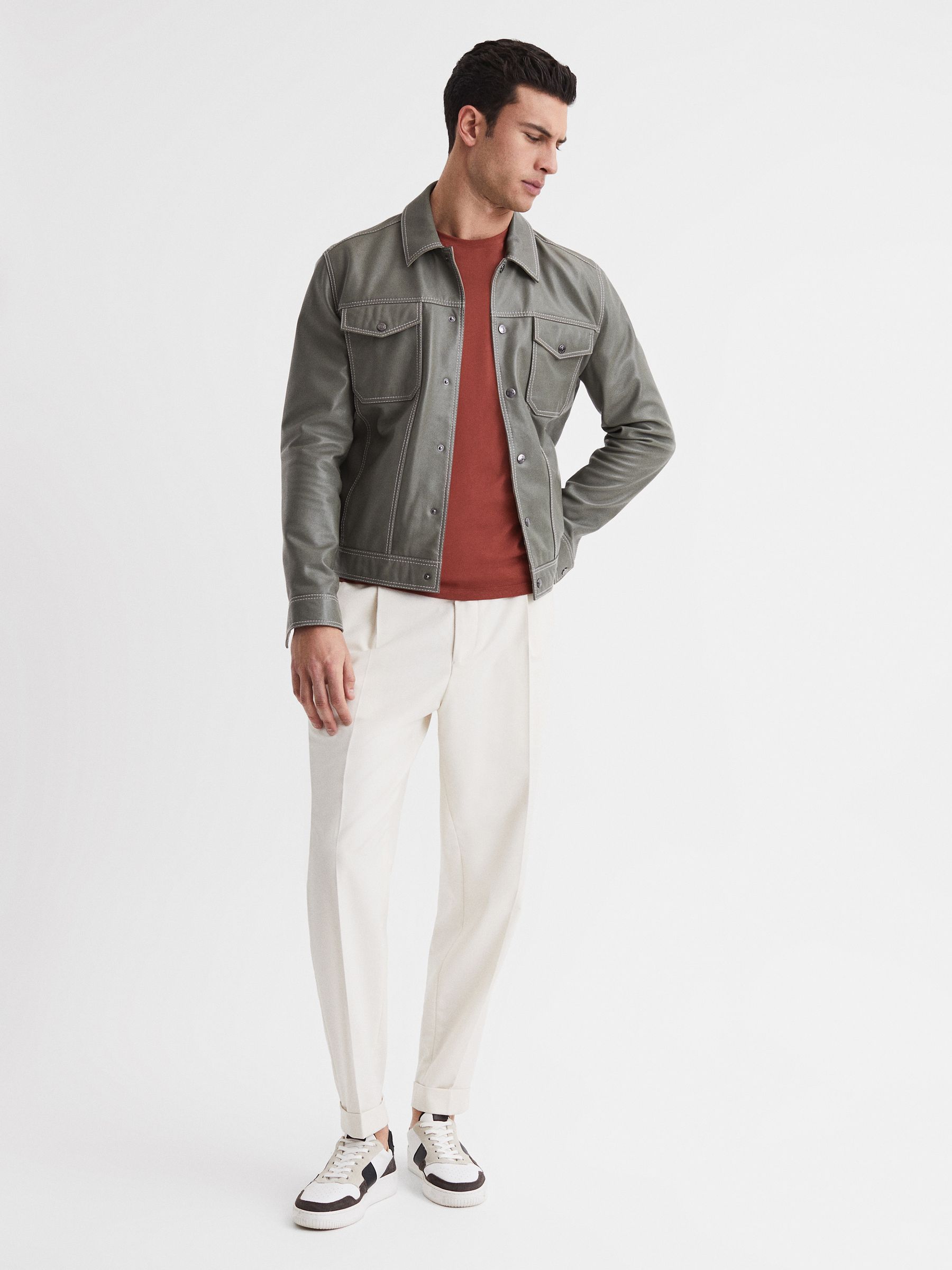 Cotton Crew Neck T-Shirt in Sienna - Image 6 of 6