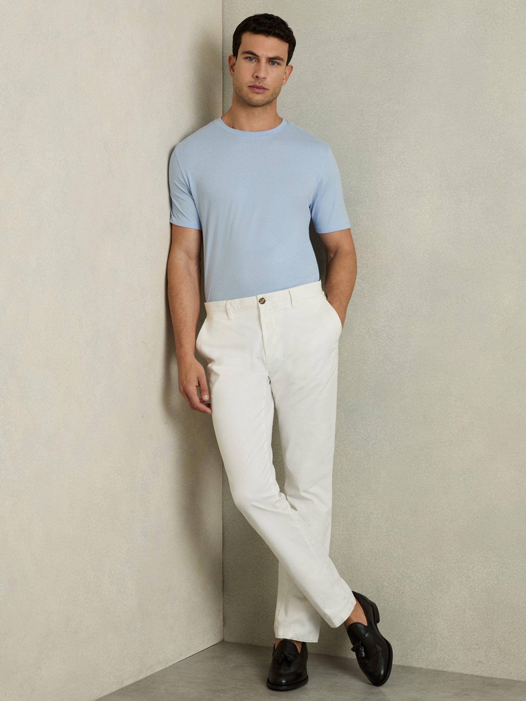 Crew Neck T-Shirt in Soft Blue - Image 3 of 6