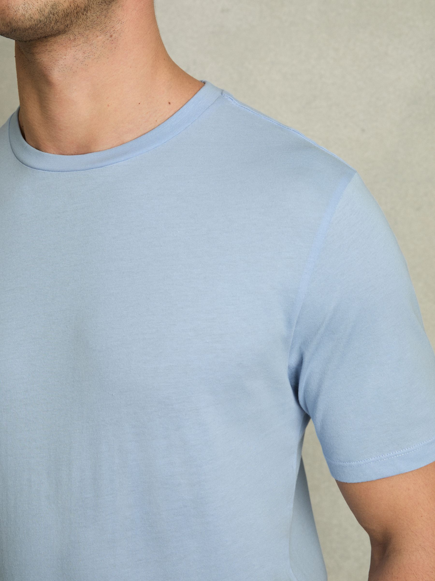 Crew Neck T-Shirt in Soft Blue - Image 4 of 6