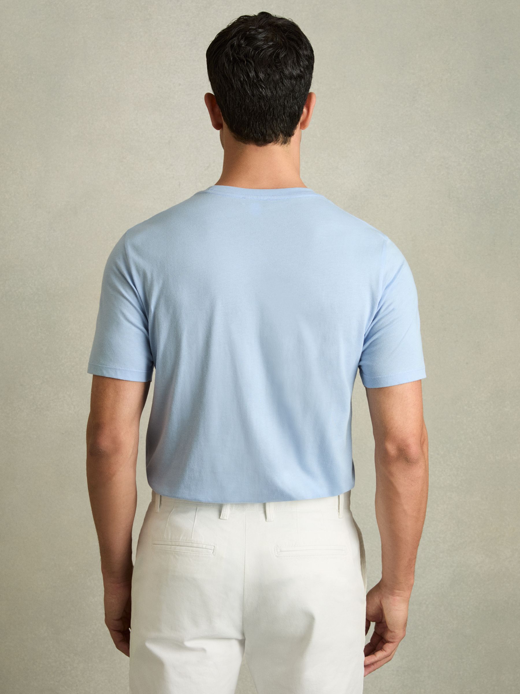 Crew Neck T-Shirt in Soft Blue - Image 5 of 6