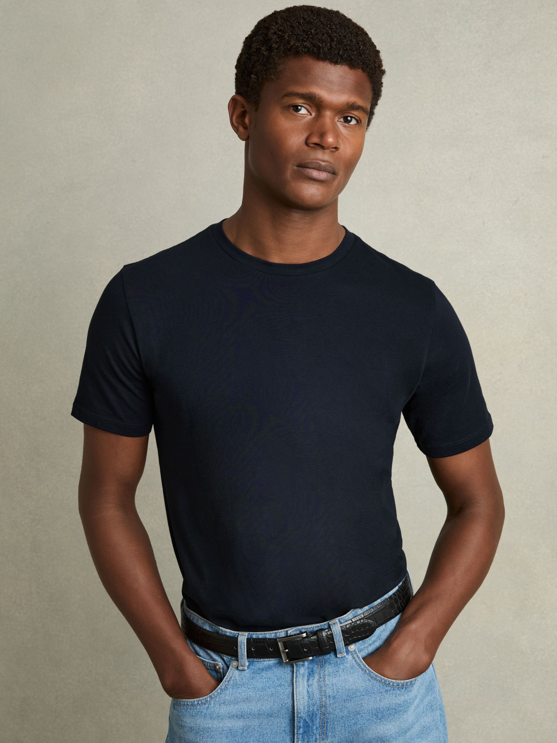 Crew Neck T-Shirt in Navy - Image 1 of 6