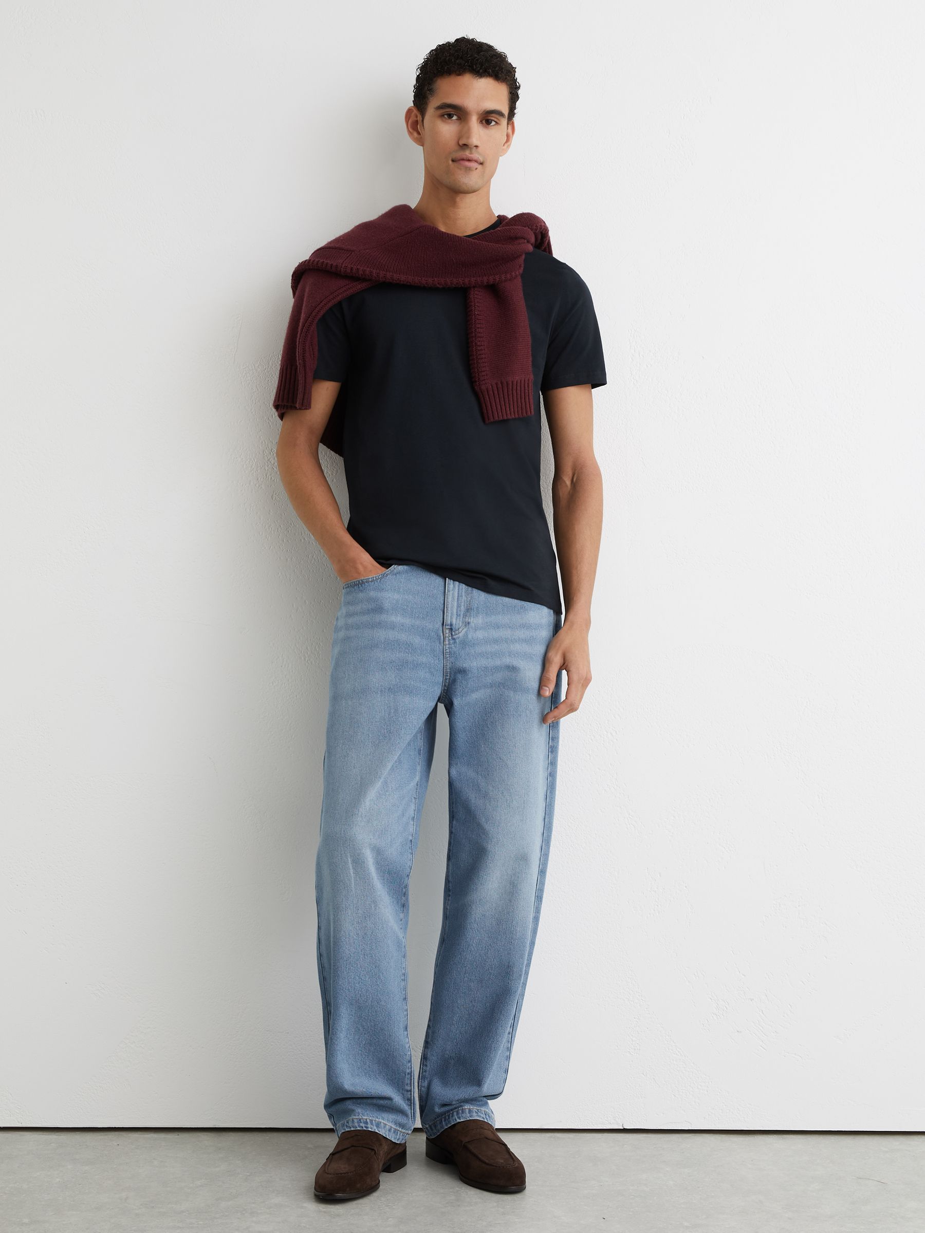 Cotton Crew-Neck Tailored-Fit T-Shirt in Navy - image 3