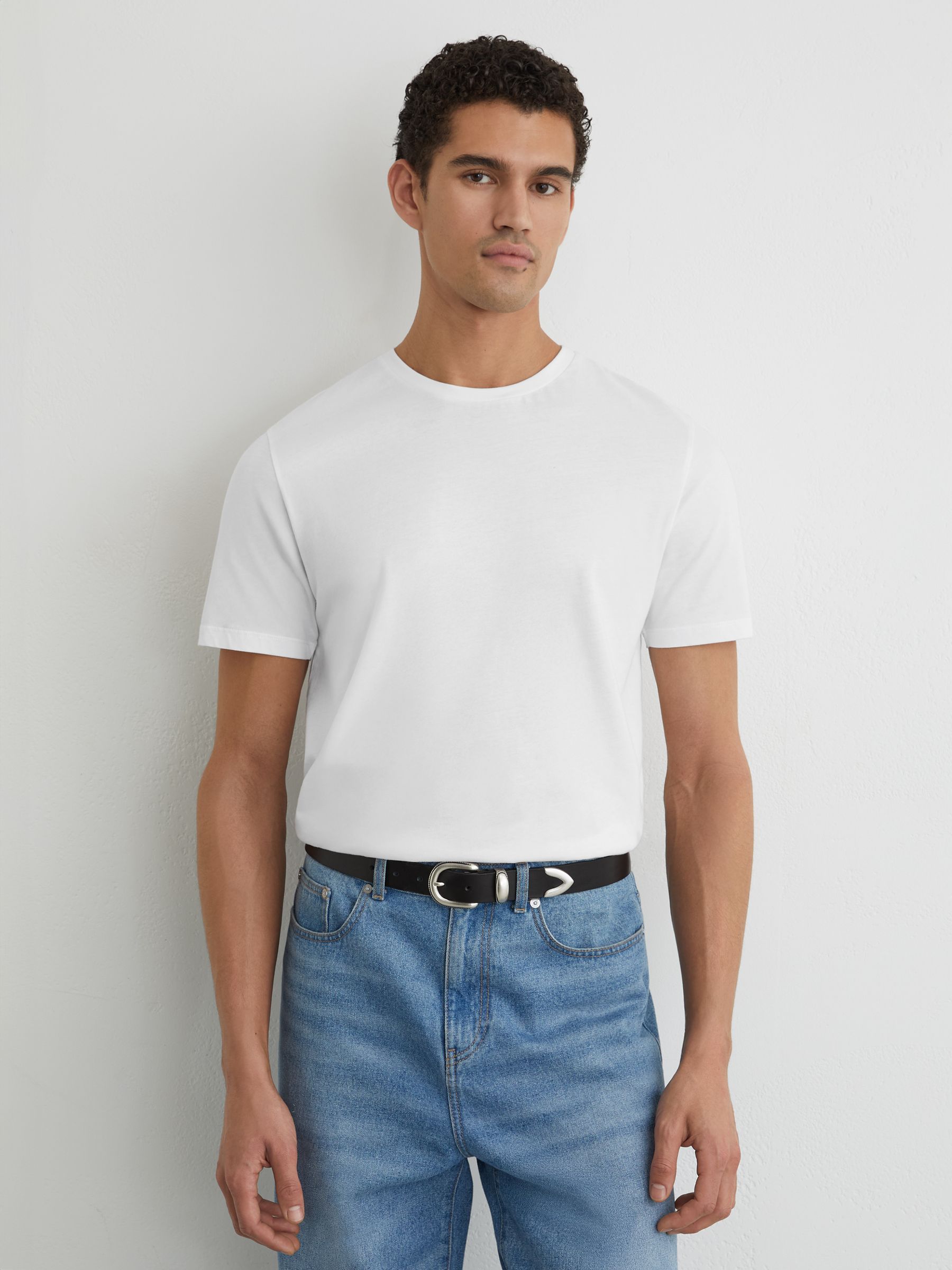 Cotton Crew-Neck Tailored-Fit T-Shirt in White - image 4