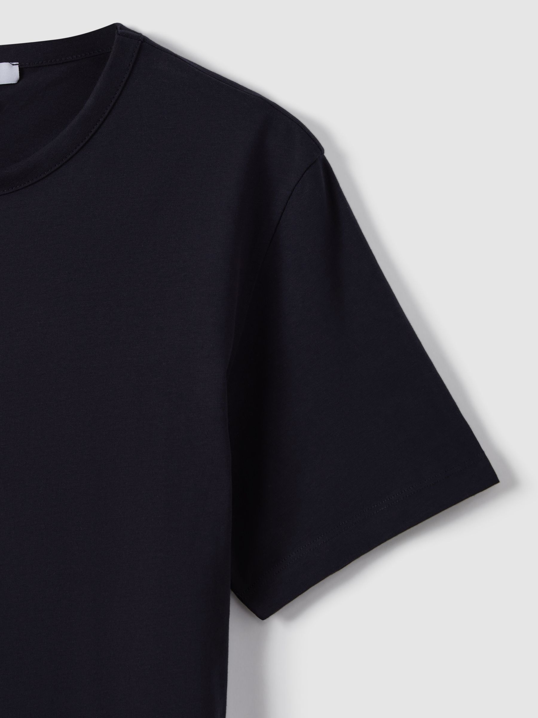Cotton Crew Neck T-Shirt in Navy - Image 5 of 7
