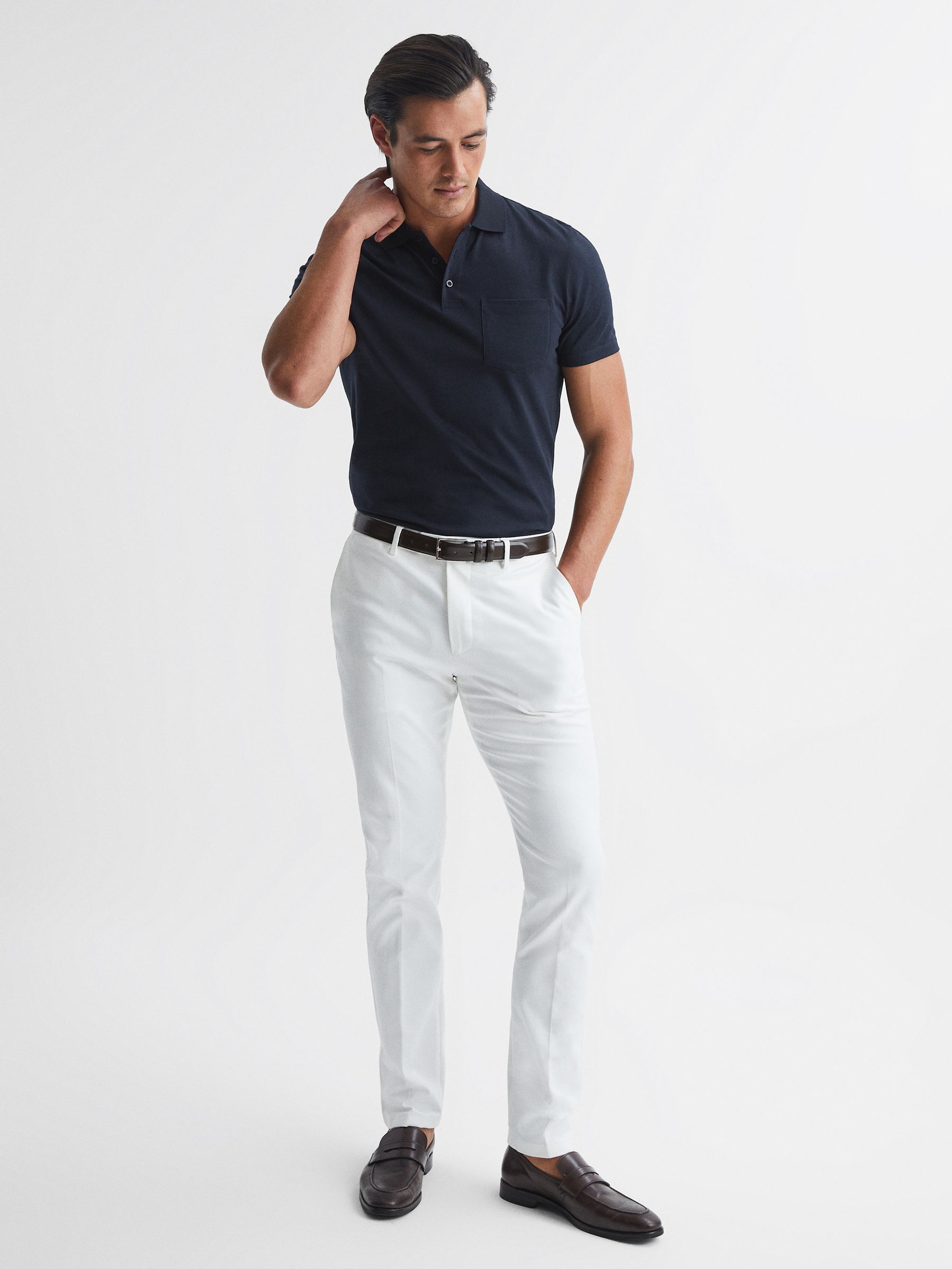 Short Sleeve Polo T-Shirt in Navy - Image 3 of 6