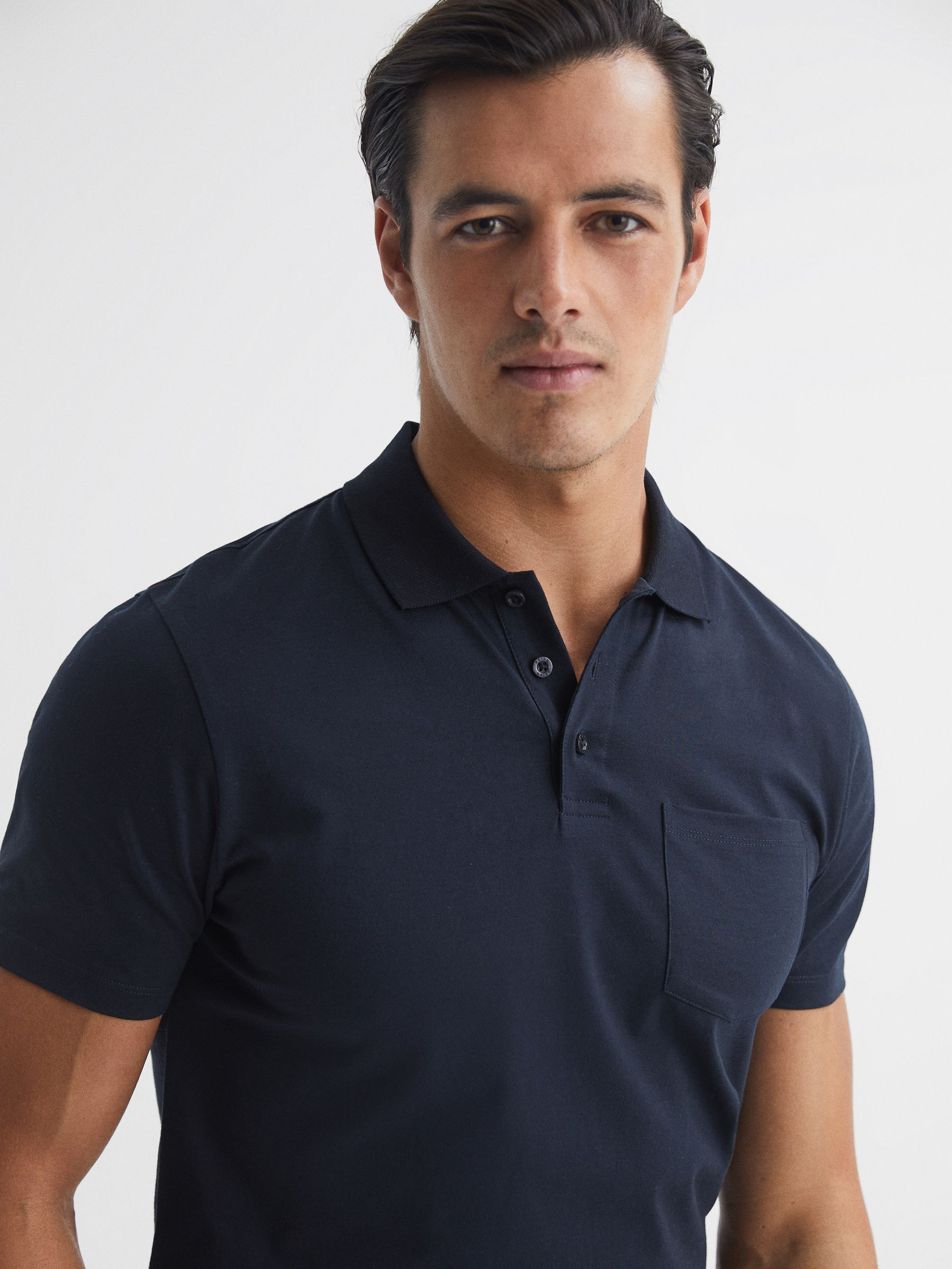 Short Sleeve Polo T-Shirt in Navy - Image 4 of 6