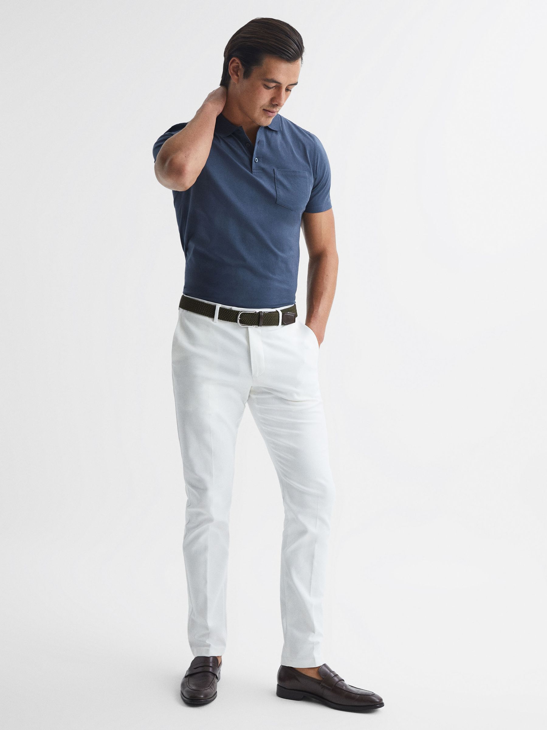 Short Sleeve Polo T-Shirt in Steel Blue - Image 3 of 6