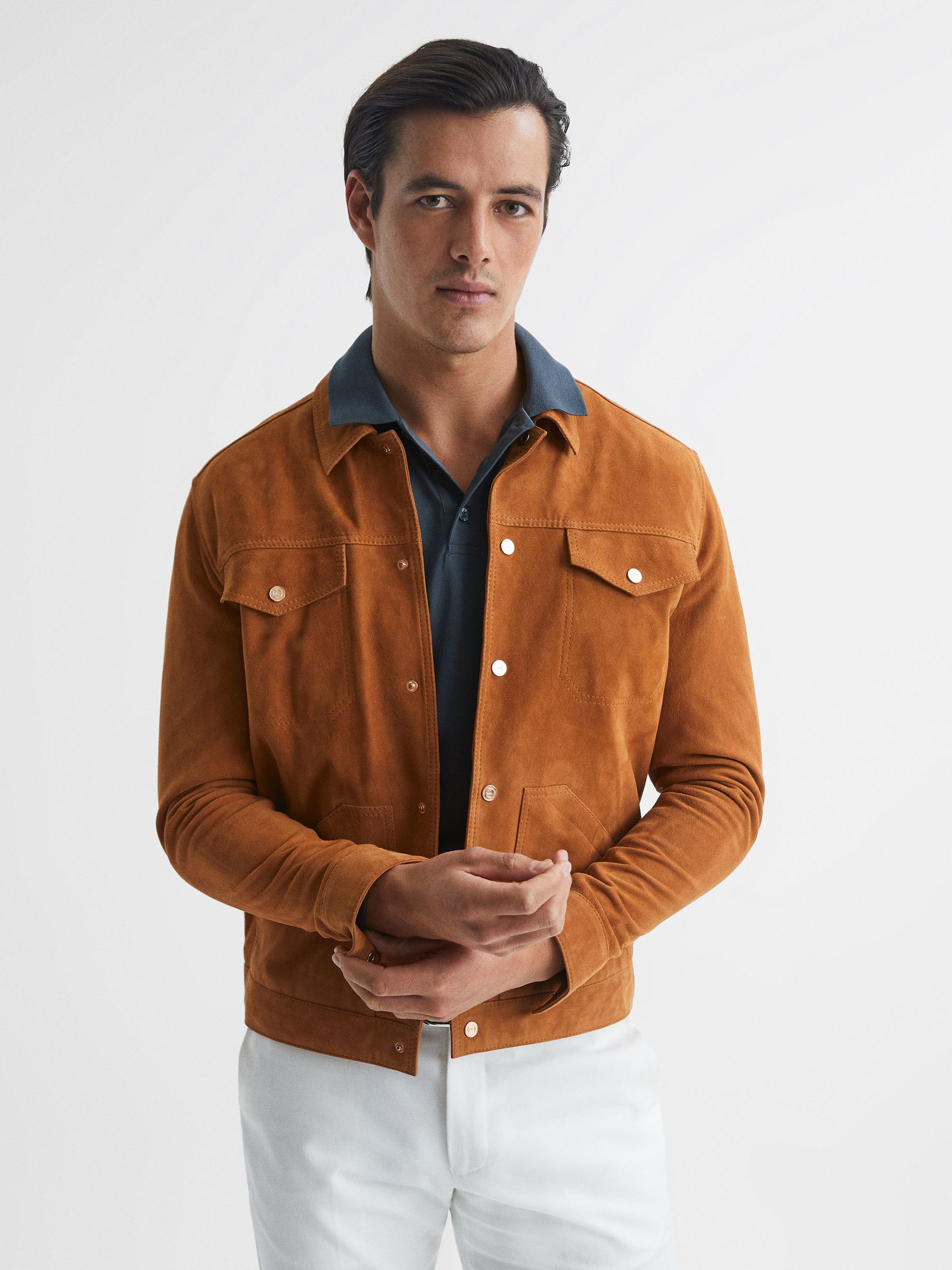 Short Sleeve Polo T-Shirt in Steel Blue - Image 6 of 6