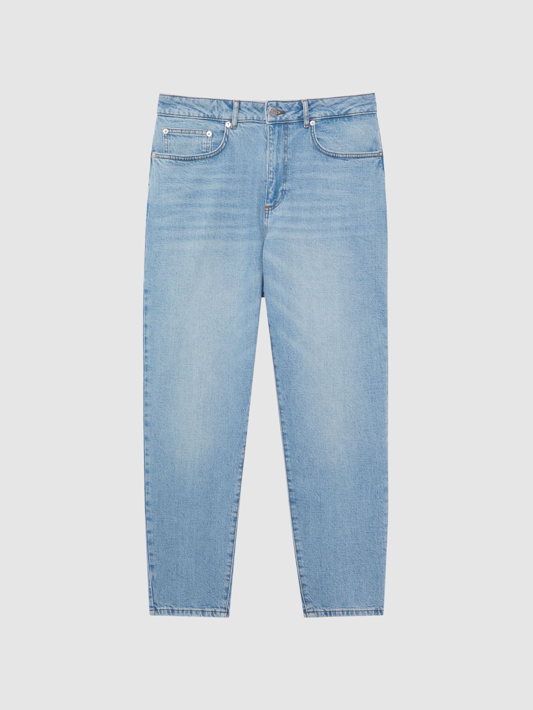 Tapered Slim Fit Acid Wash Jeans in Washed Blue - Image 2 of 5