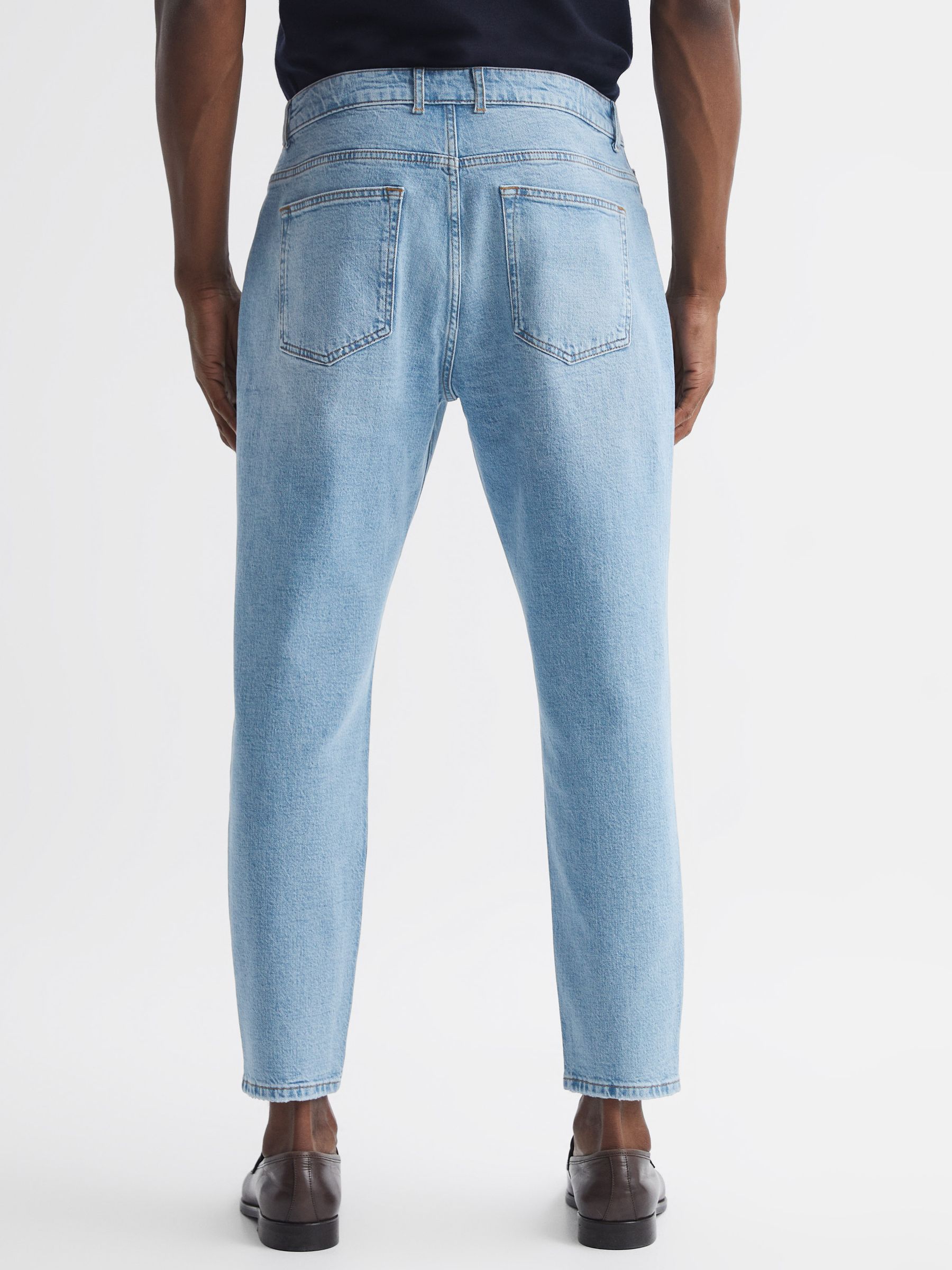 Tapered Slim Fit Acid Wash Jeans in Washed Blue - Image 5 of 5