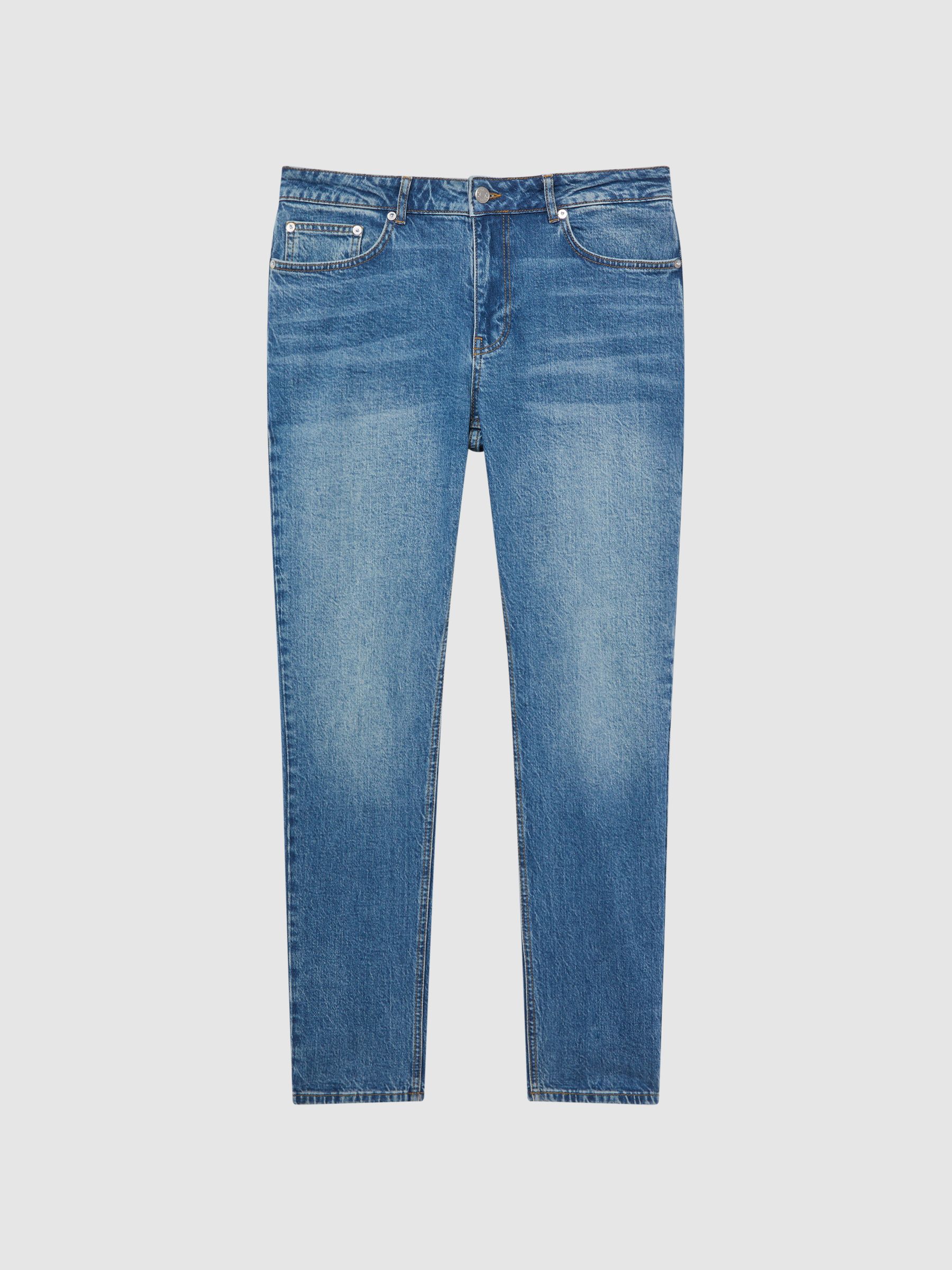 Tapered Slim Fit Jeans in Washed Blue - Image 2 of 5