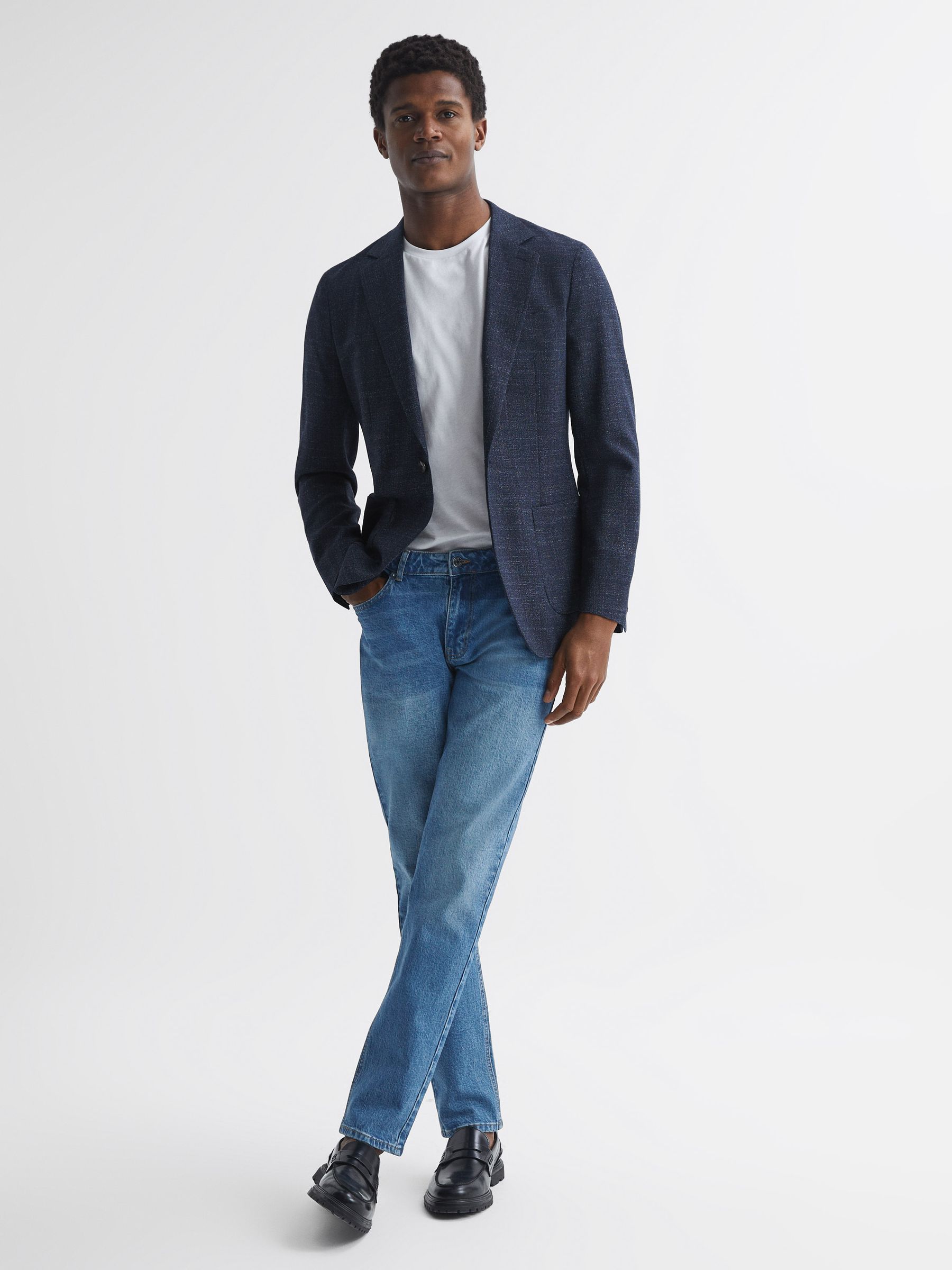 Tapered Slim Fit Jeans in Washed Blue - Image 3 of 5