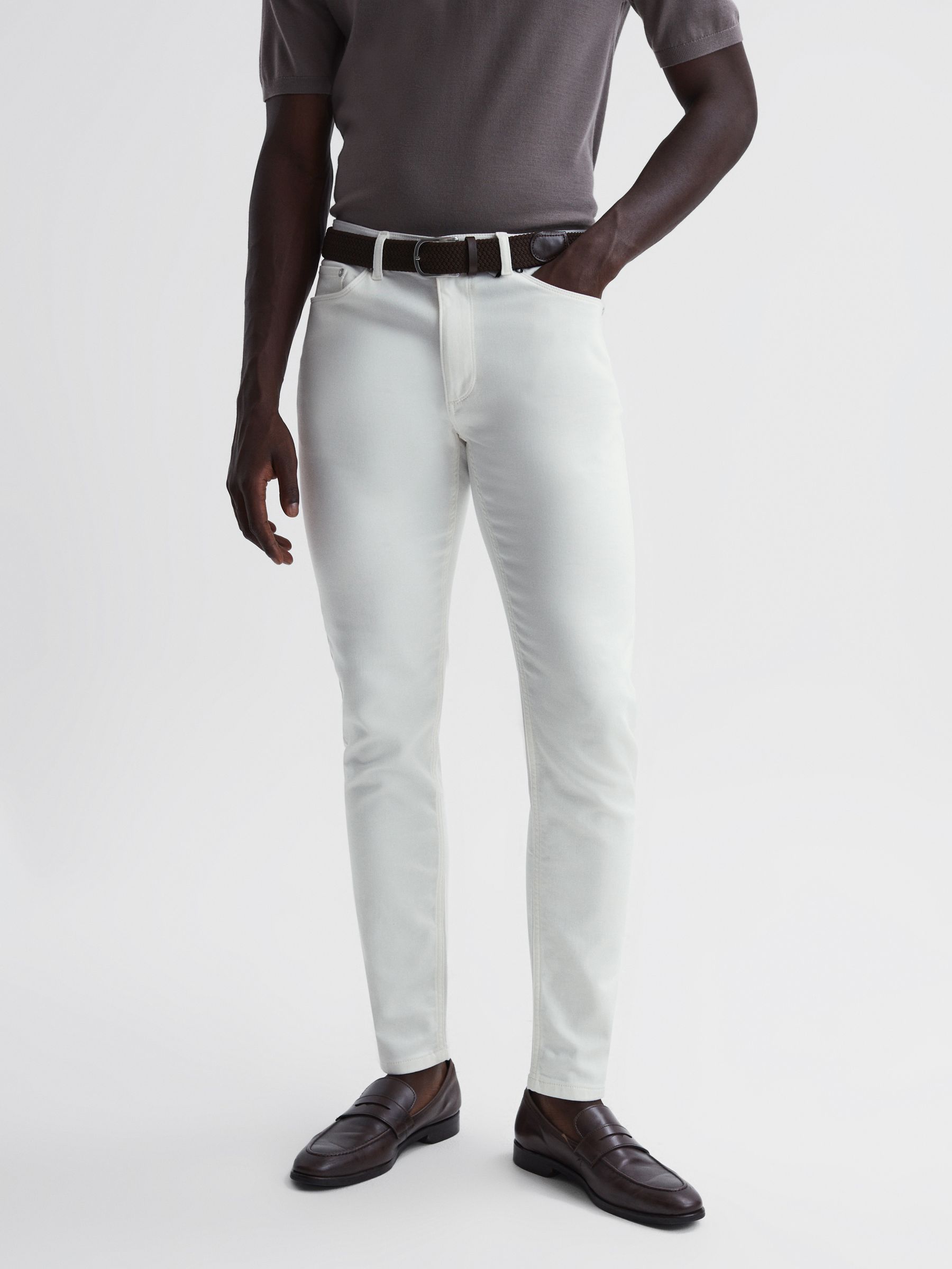 Slim Fit Brushed Jeans in White - Image 1 of 8