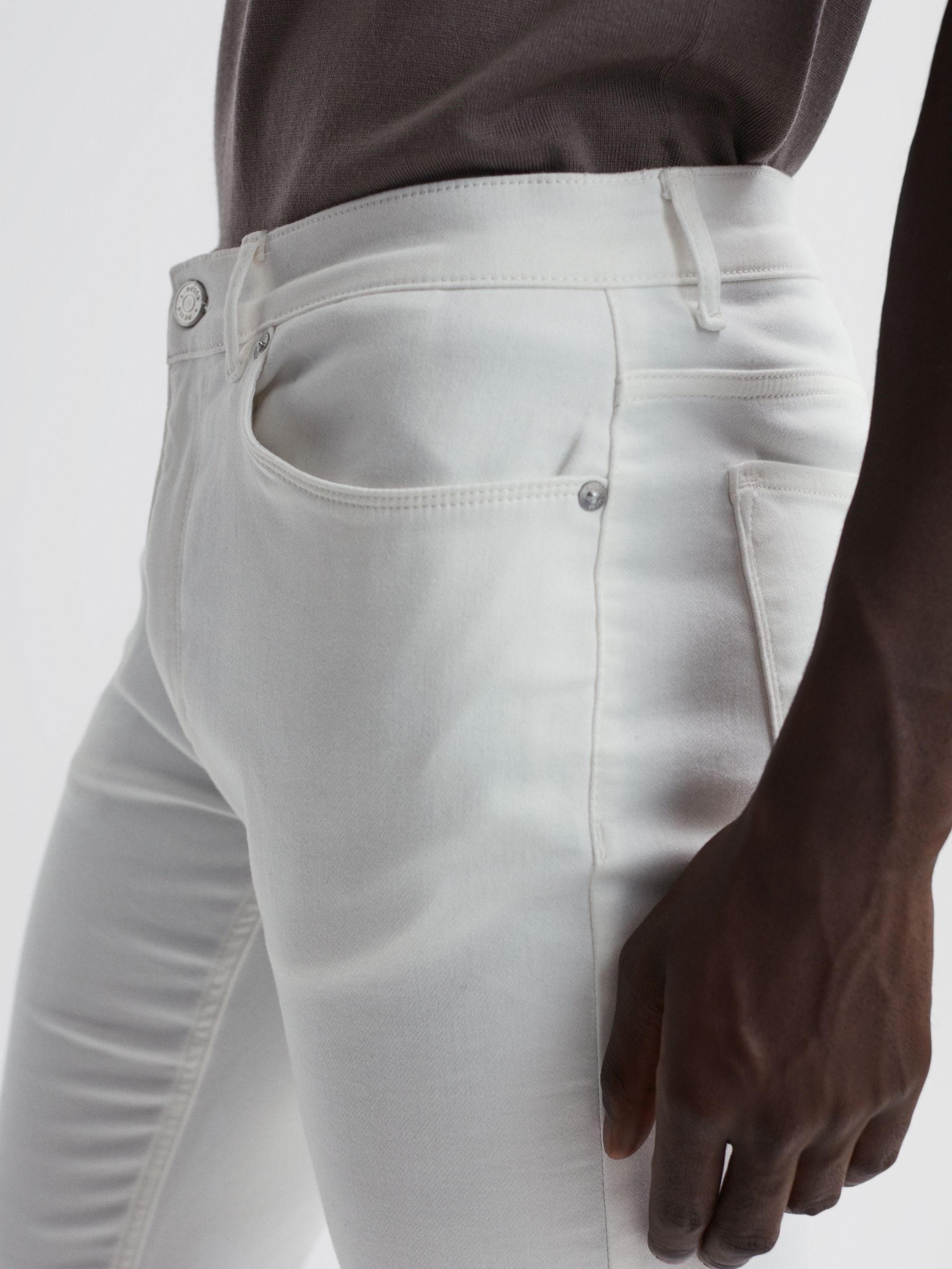 Slim Fit Brushed Jeans in White - Image 3 of 8
