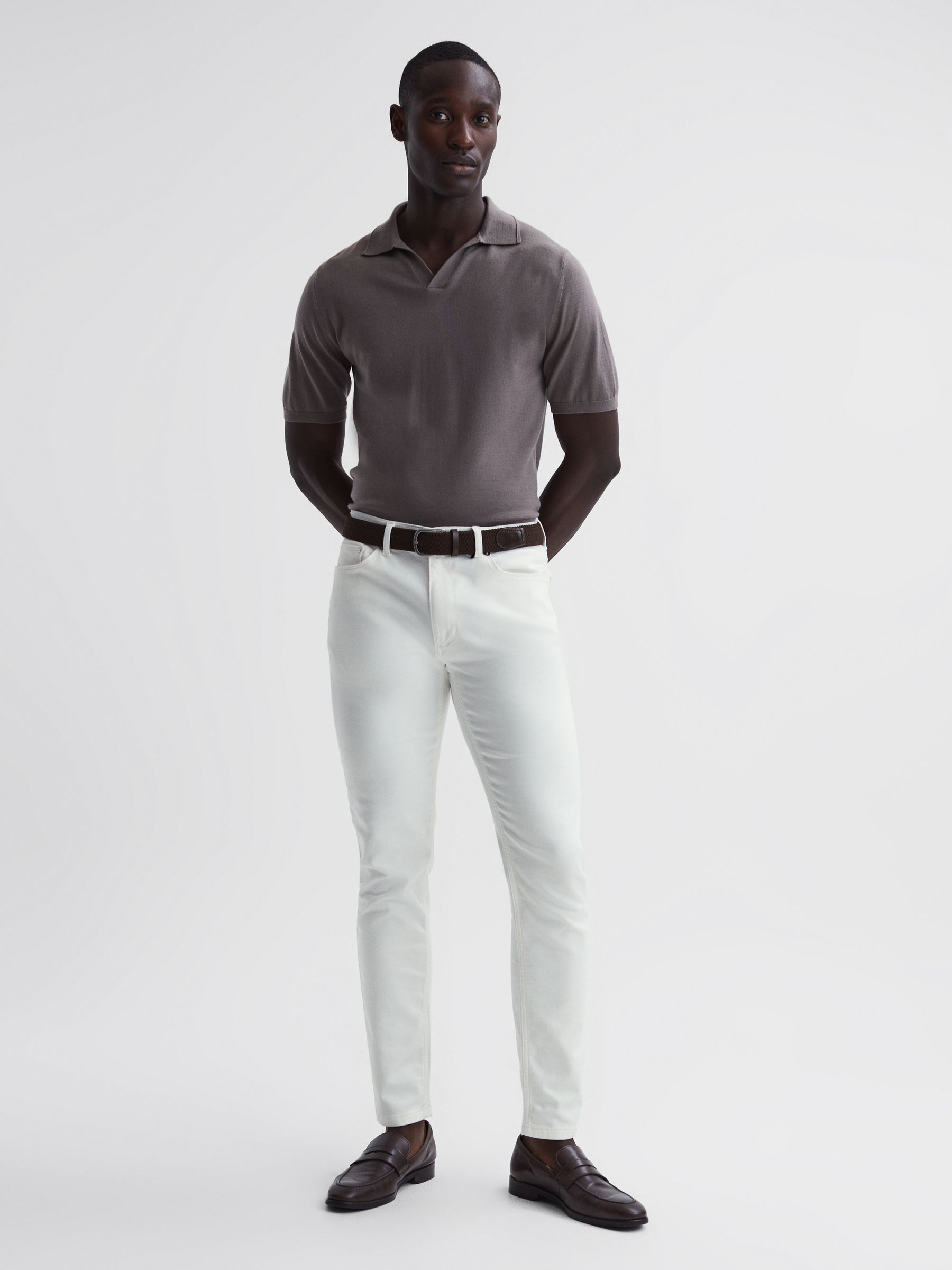 Slim Fit Brushed Jeans in White - Image 4 of 8