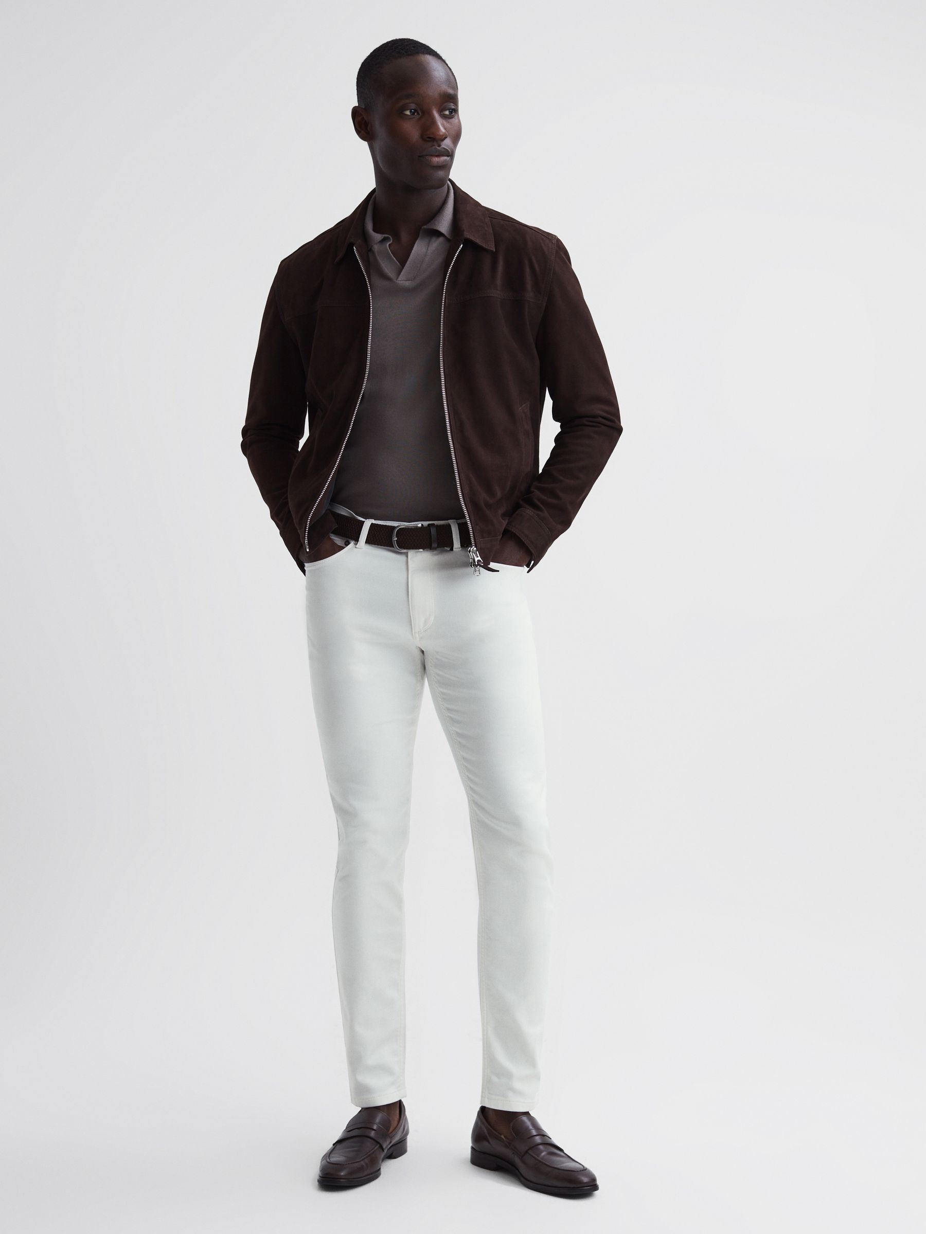 Slim Fit Brushed Jeans in White - Image 6 of 8