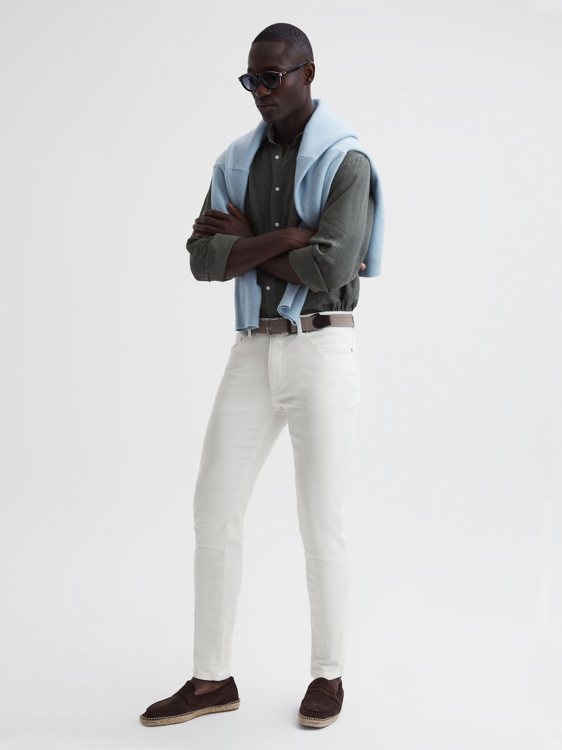Slim Fit Brushed Jeans in White - Image 7 of 8