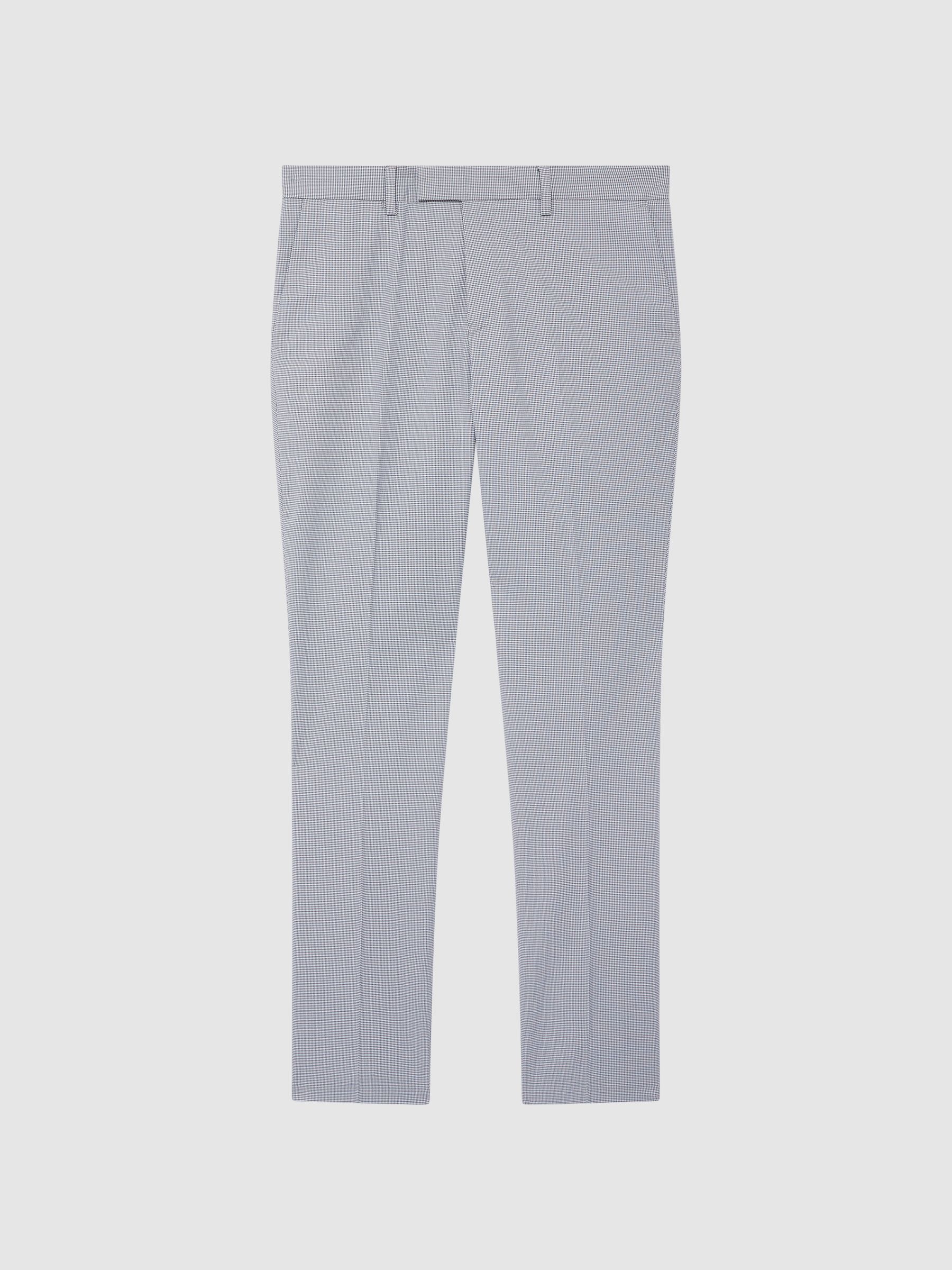 Slim Fit Puppytooth Chinos in Soft Blue - Image 2 of 6