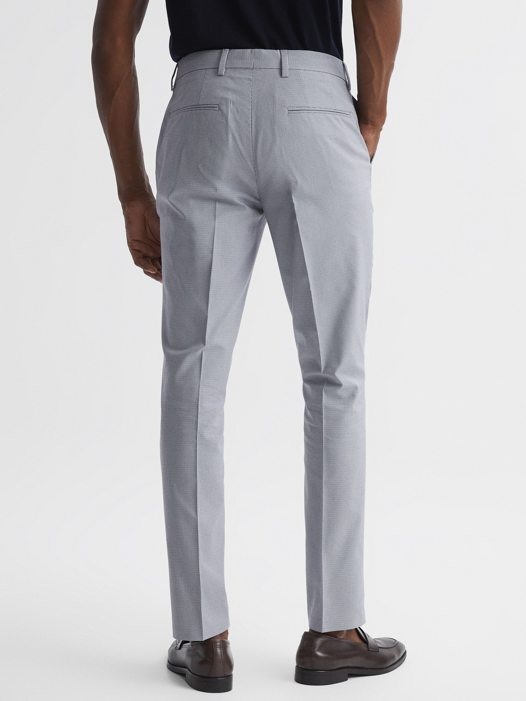 Slim Fit Puppytooth Chinos in Soft Blue - Image 5 of 6