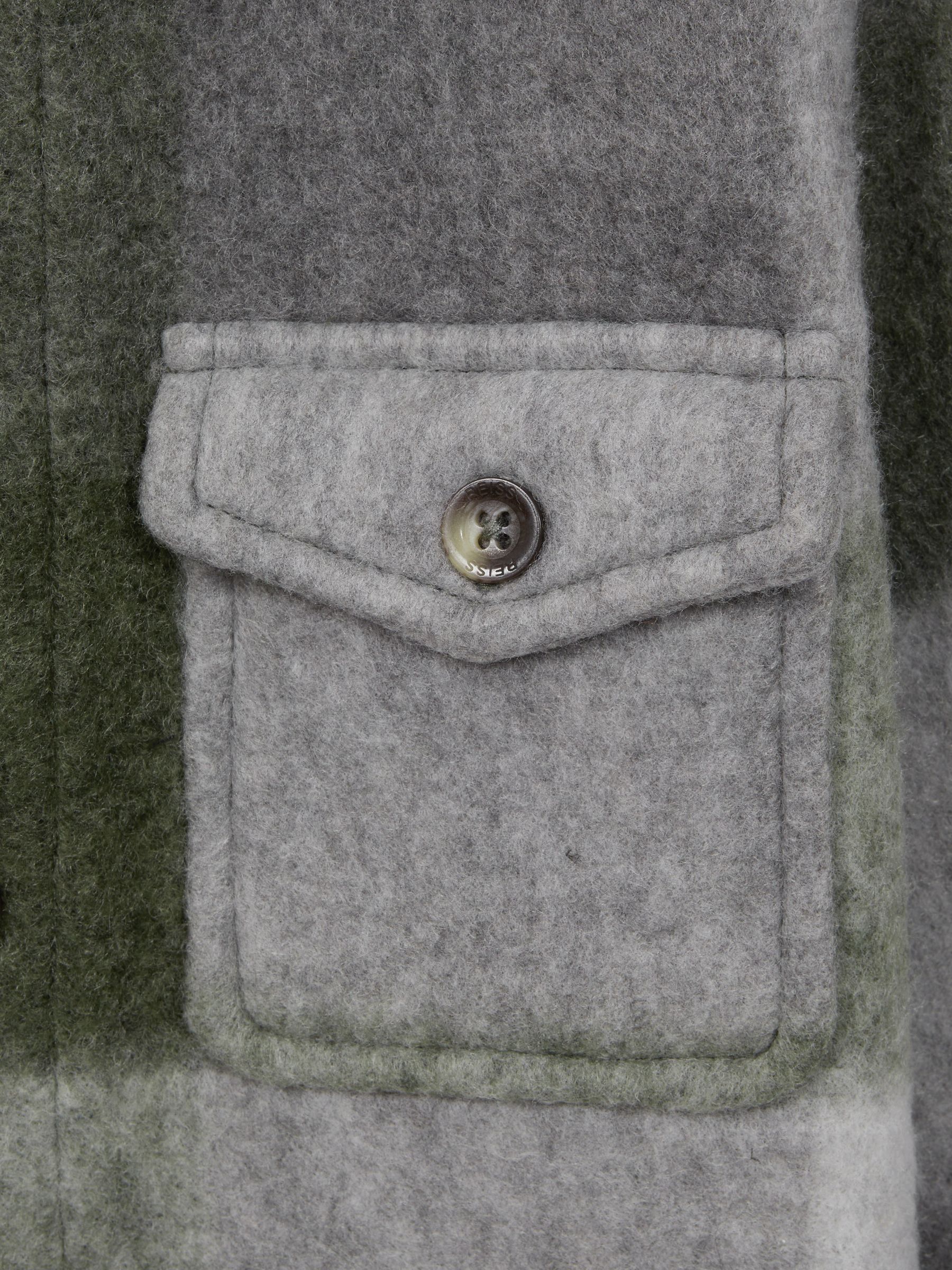 Long Sleeve Brushed Overshirt in Green/Ecru - Image 6 of 6