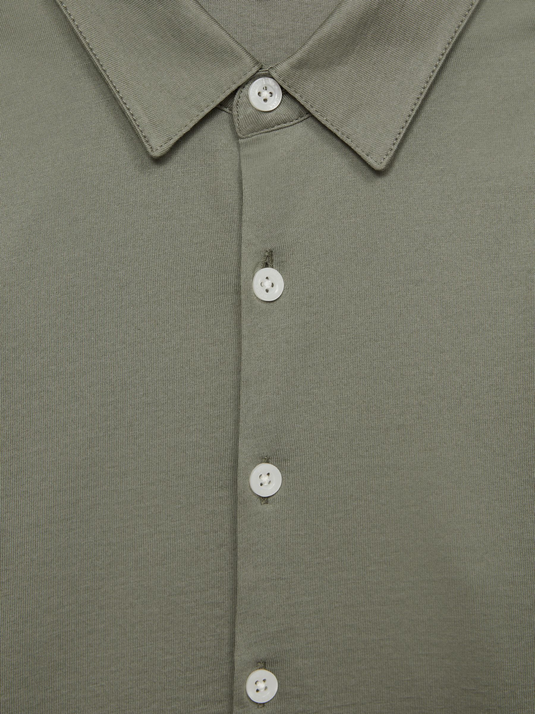 Cotton Button-Through Shirt in Sage - Image 7 of 7