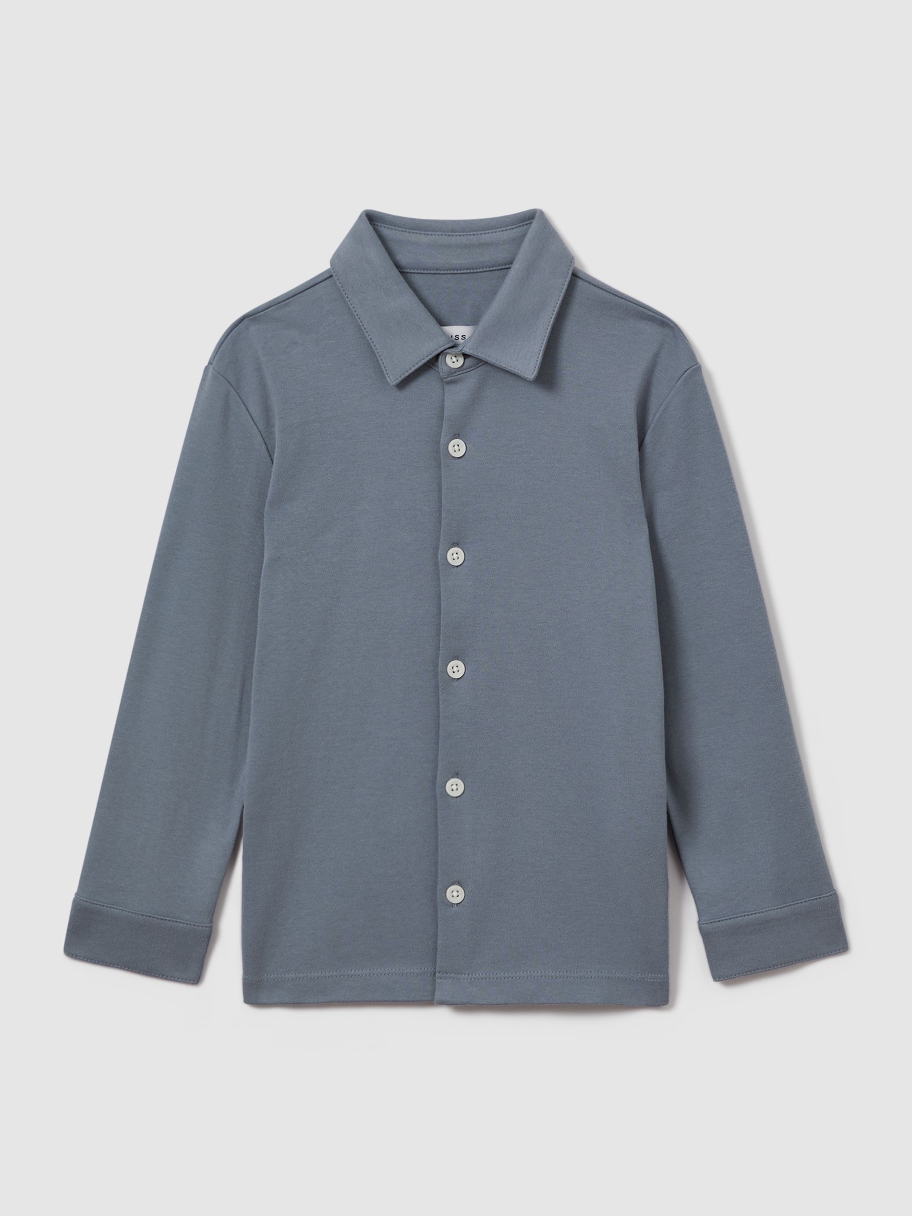 Cotton Button-Through Shirt in Airforce Blue - Image 1 of 13 Cotton Button-Through Shirt in Airforce Blue - Image 1 of 13