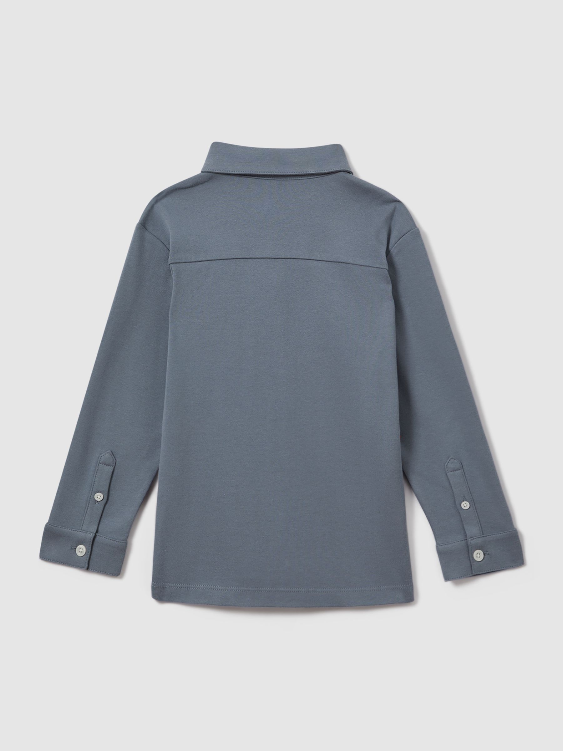 Cotton Button-Through Shirt in Airforce Blue - Image 2 of 13