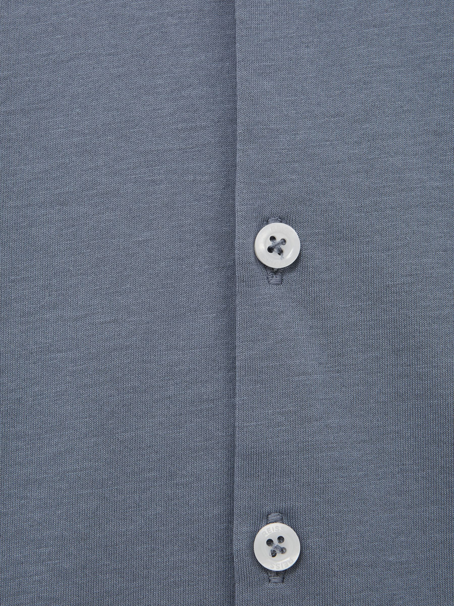 Cotton Button-Through Shirt in Airforce Blue - Image 7 of 13