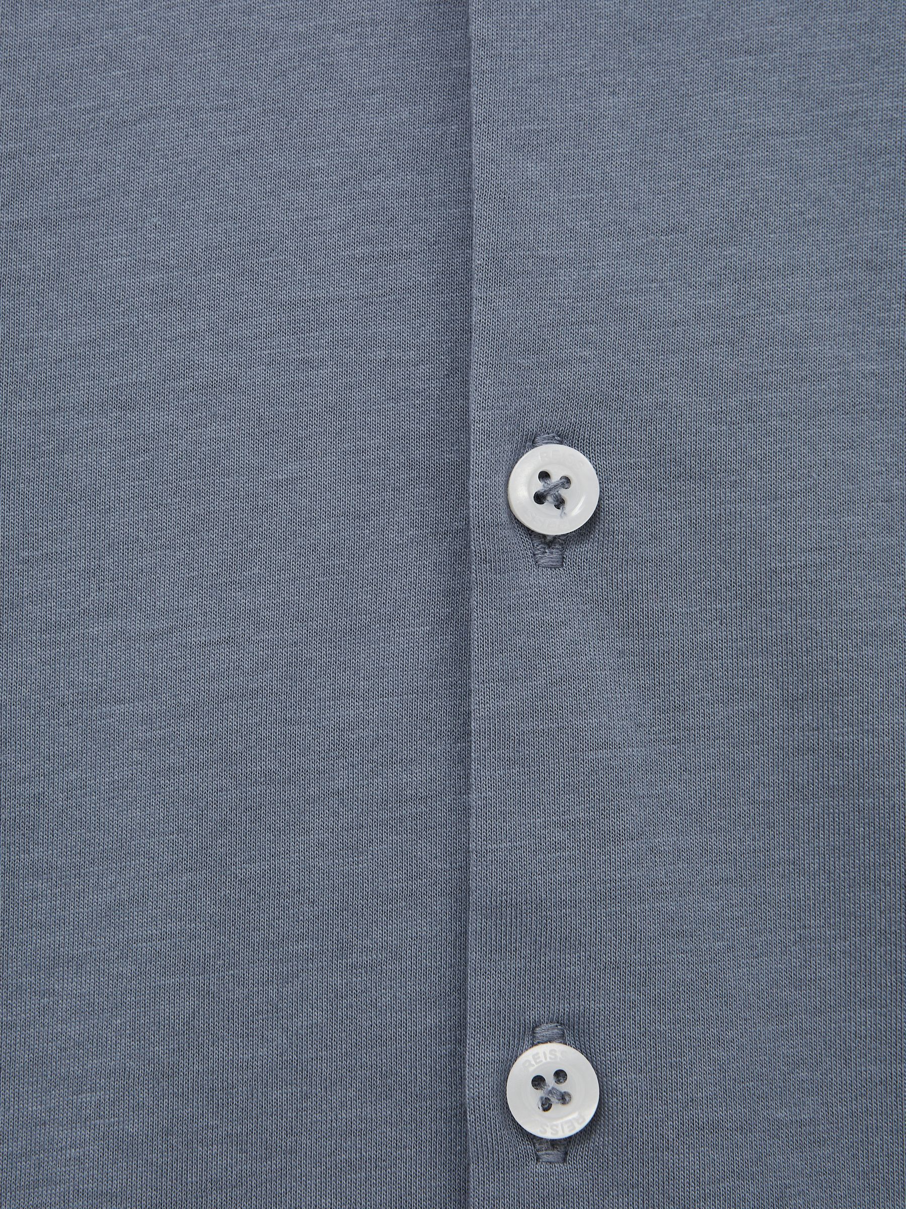 Cotton Button-Through Shirt in Airforce Blue - Image 8 of 13