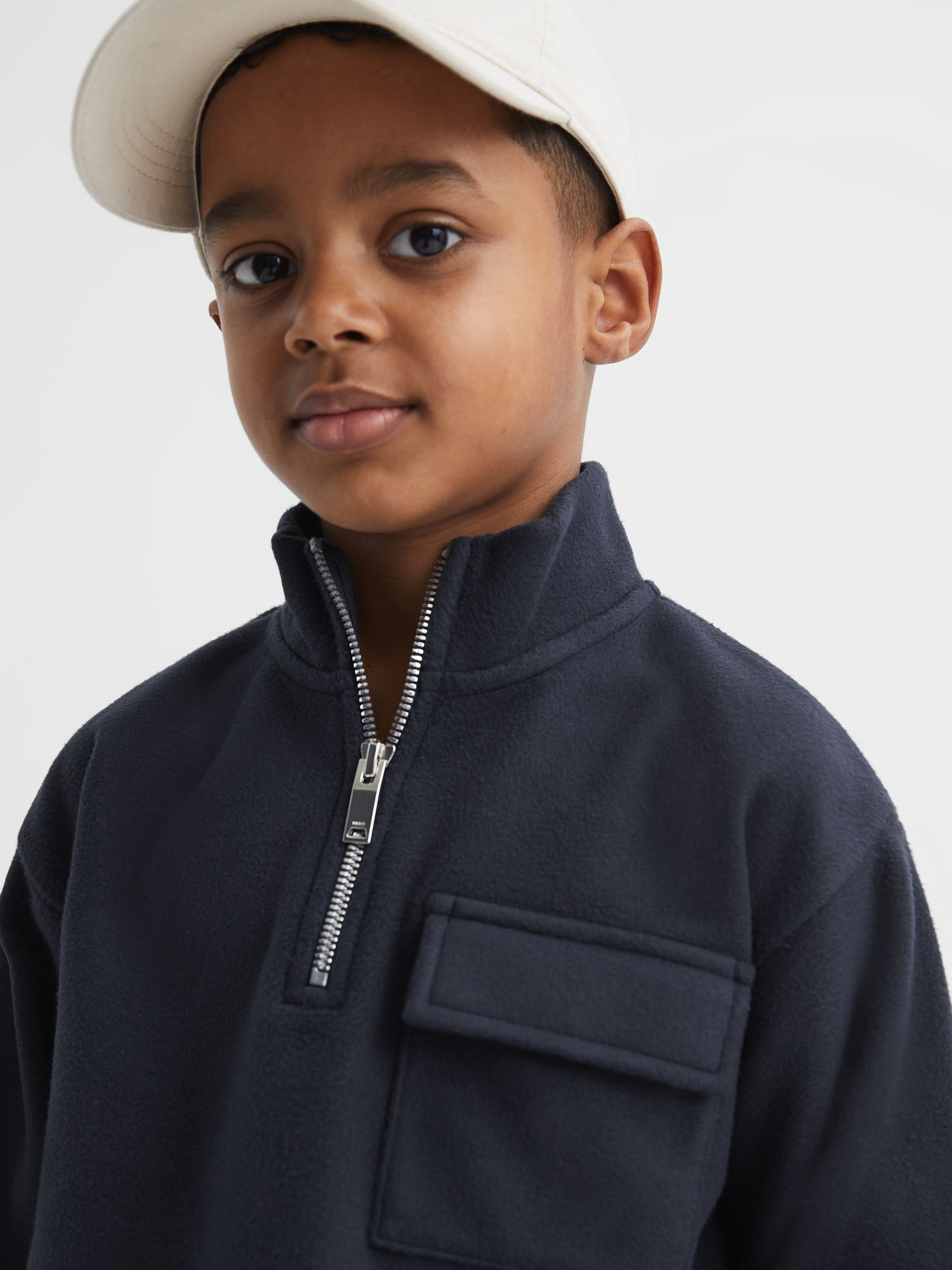 9-12 yrs Micro Fleece Half Zip Jumper in Navy - Image 4 of 6