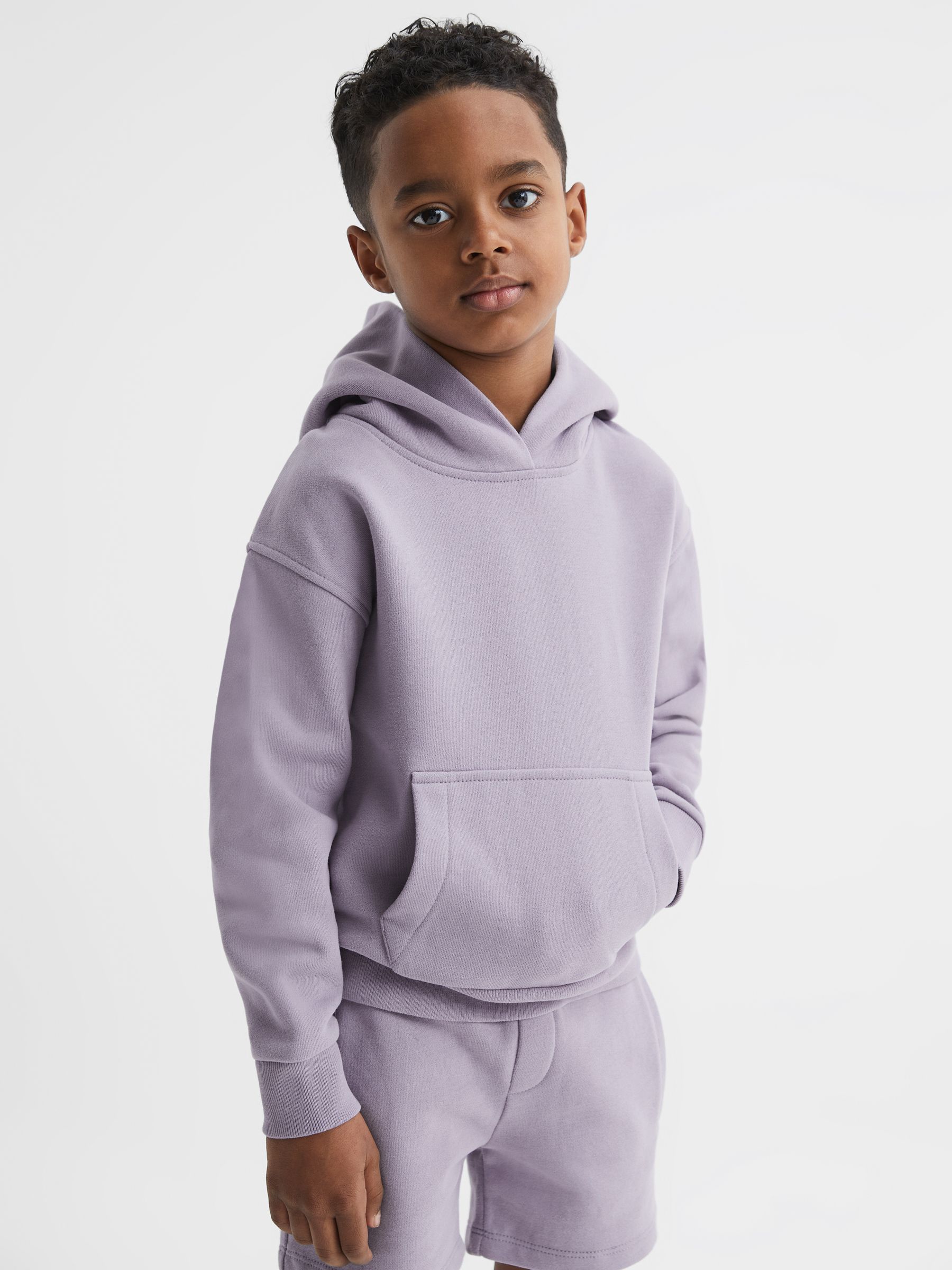 Oversized Garment Dye Jersey Hoodie in Lilac - Image 1 of 6
