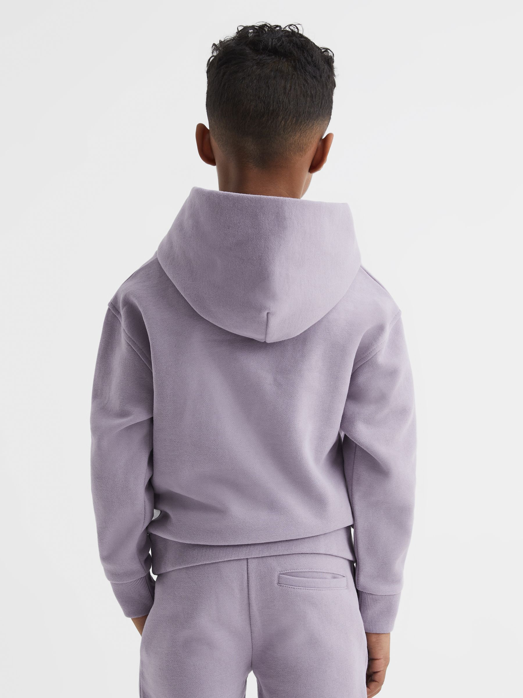 Oversized Garment Dye Jersey Hoodie in Lilac - Image 5 of 6