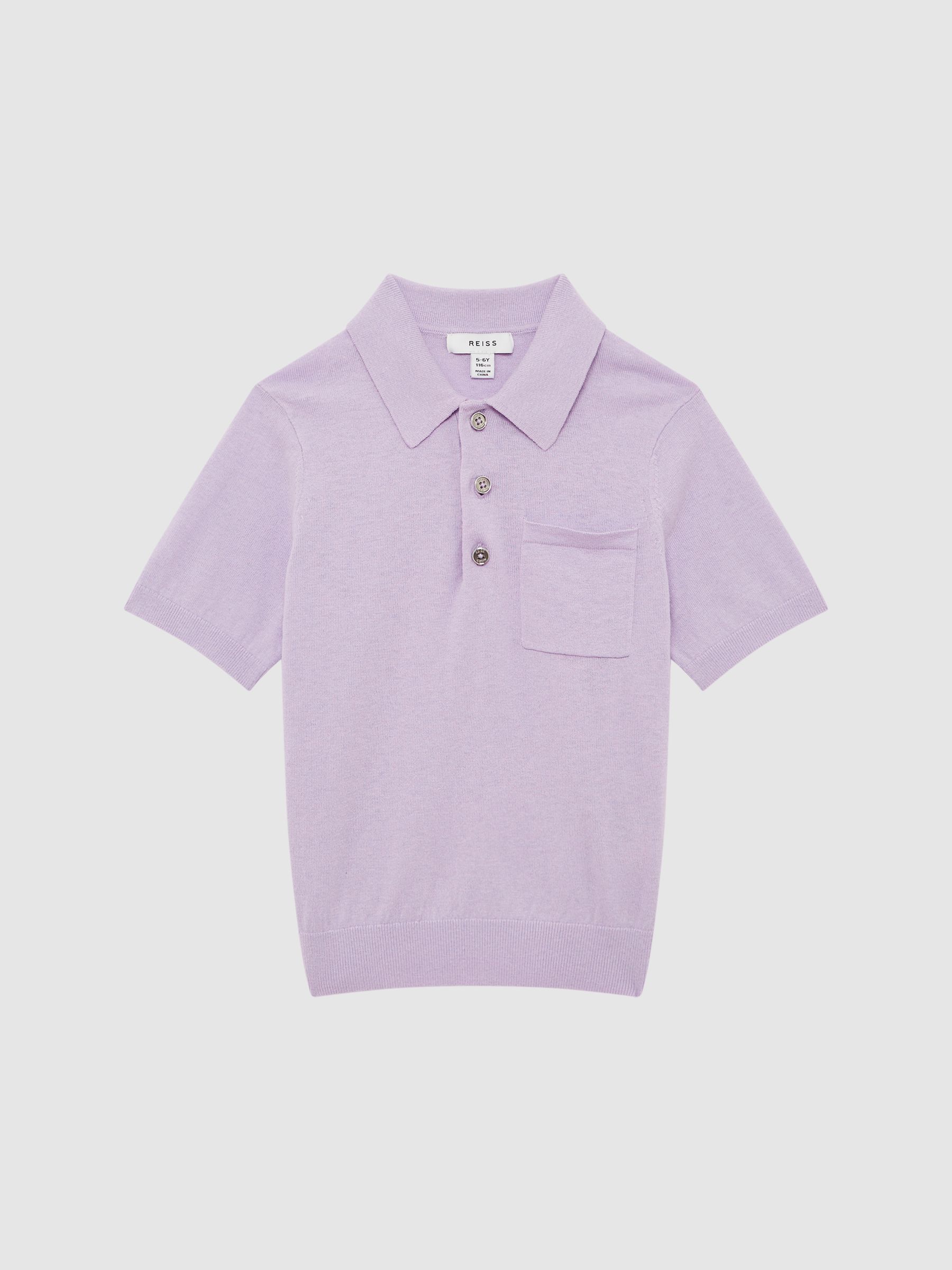 Buttoned Linen Polo in Lilac - Image 2 of 7
