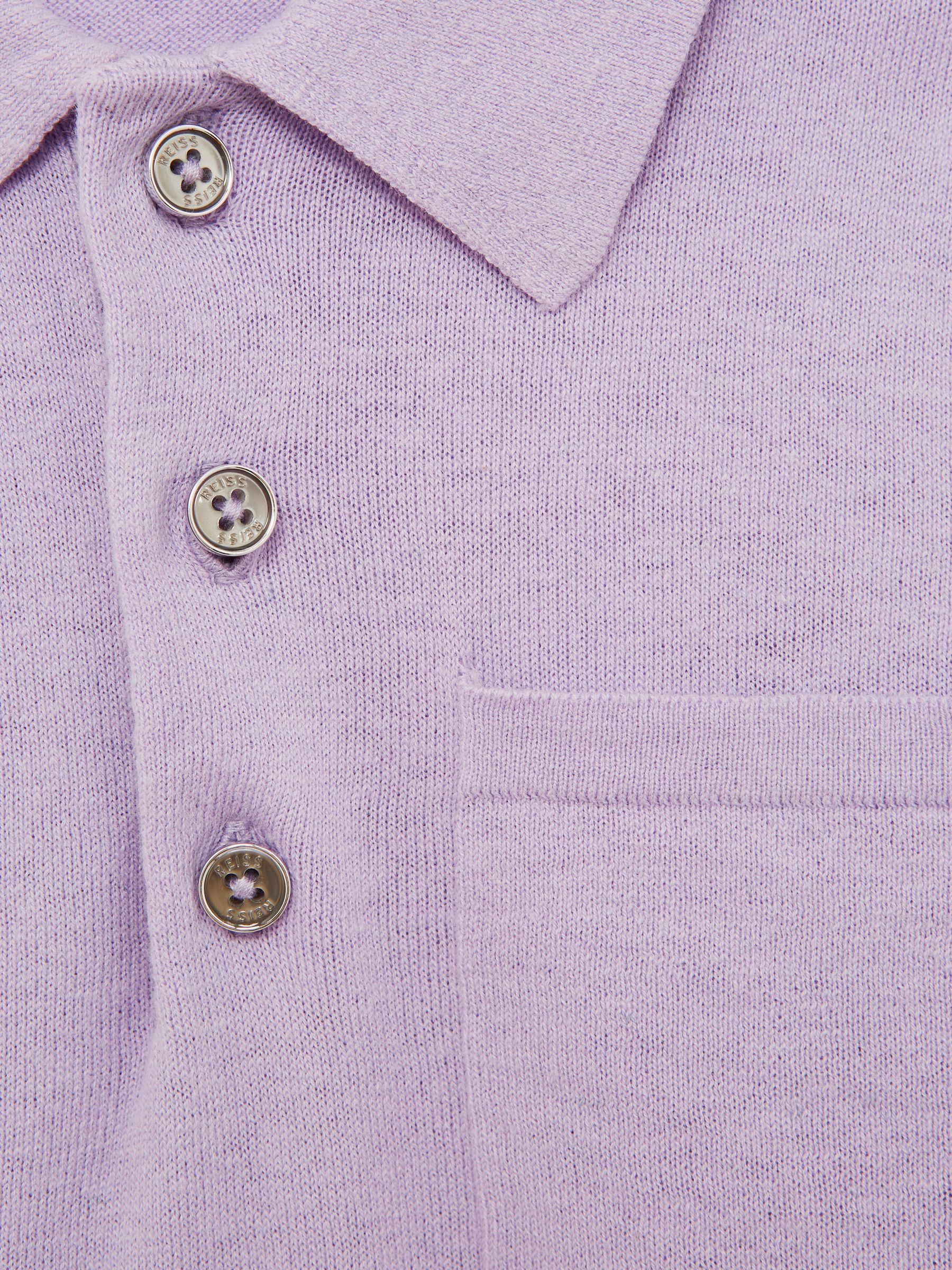 Buttoned Linen Polo in Lilac - Image 7 of 7