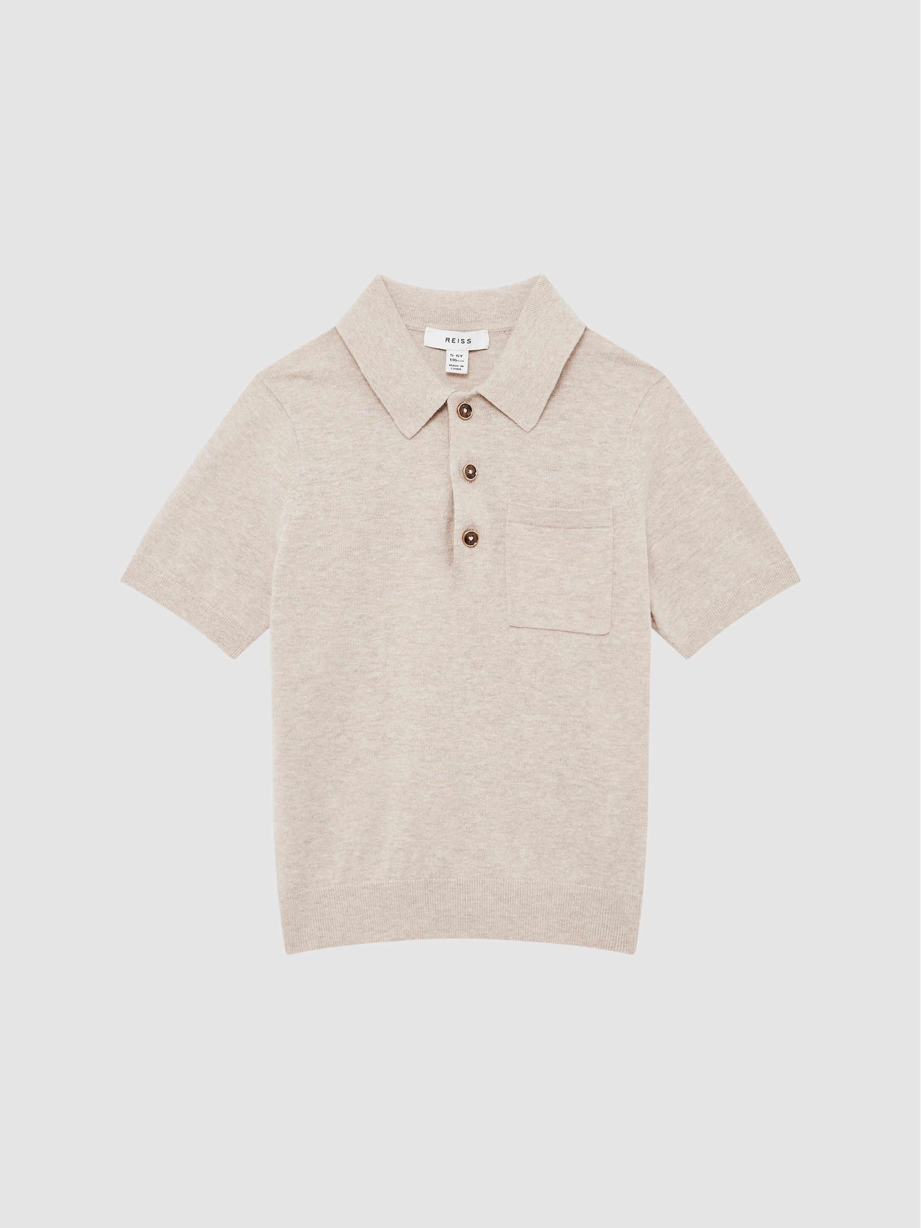Buttoned Linen Polo in Oatmeal - Image 2 of 6