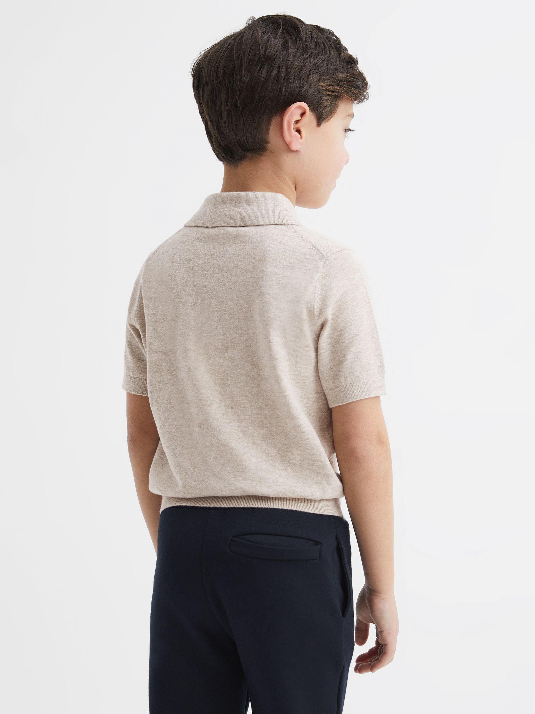 Buttoned Linen Polo in Oatmeal - Image 5 of 6