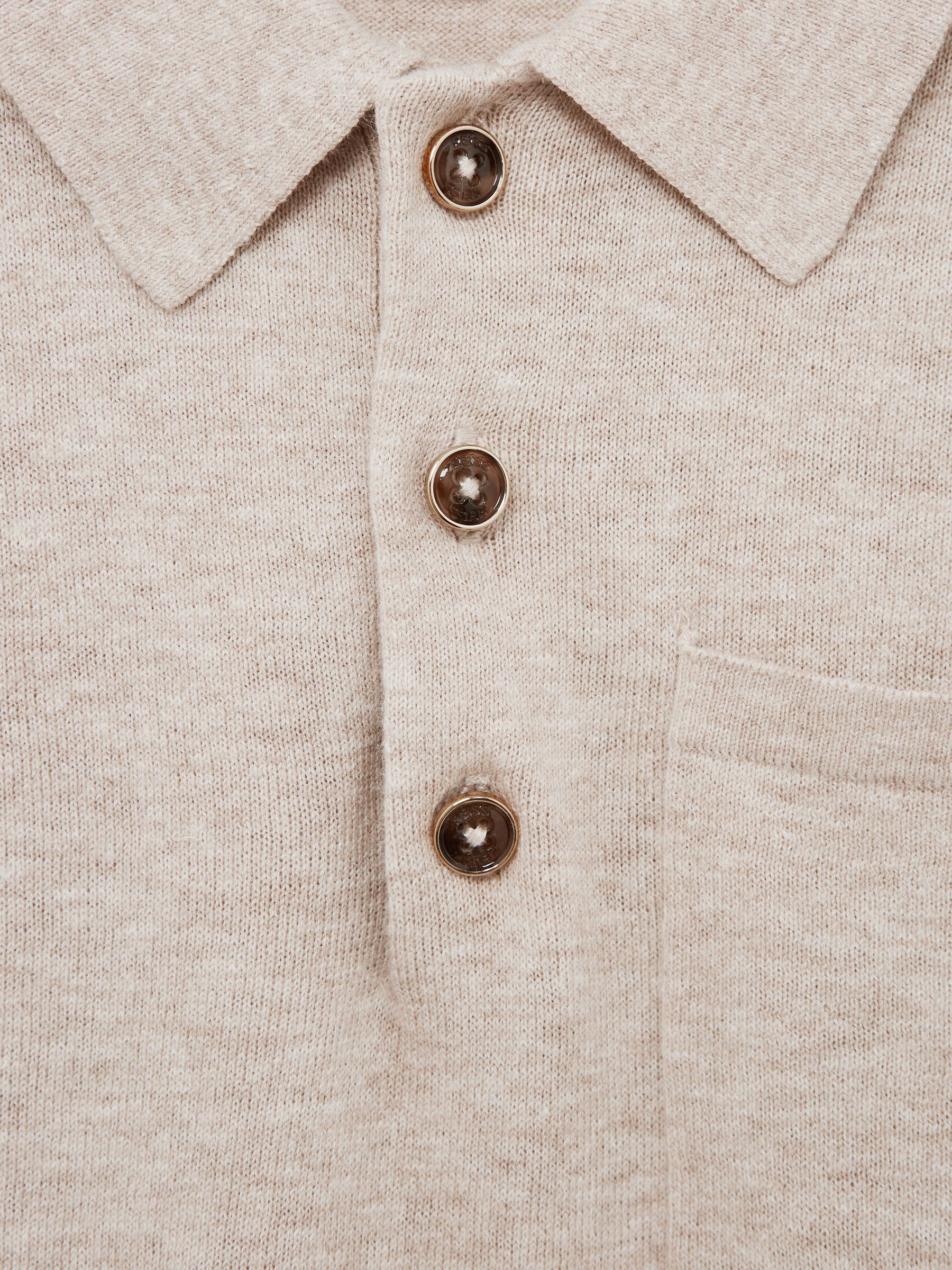 Buttoned Linen Polo in Oatmeal - Image 6 of 6
