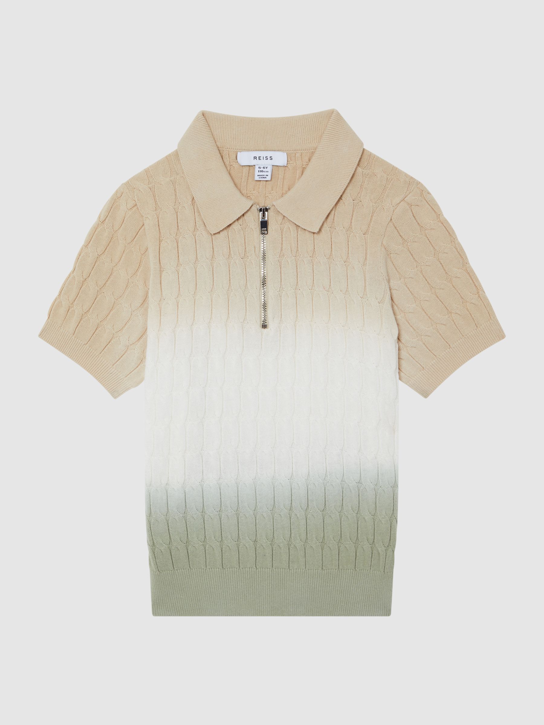 Ombre Half Zip Polo T-Shirt in Sage - Image 2 of 6